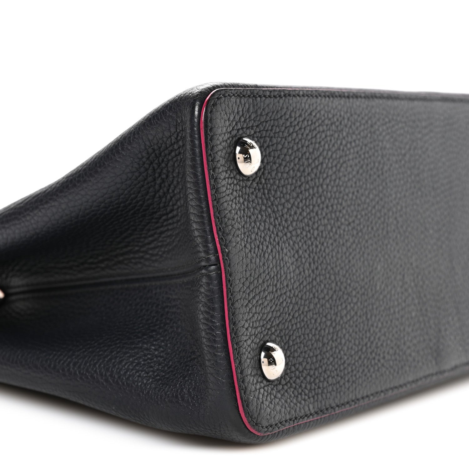 Taurillon Capucines PM Black Fuchsia