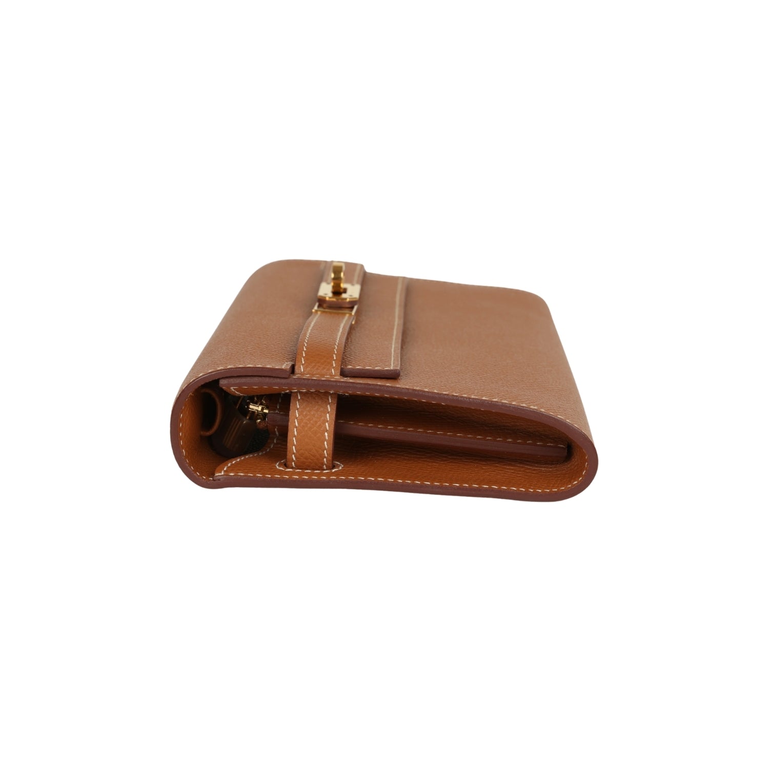 Pre-owned Hermes Kelly Wallet To Go Gold Epsom Gold Hardware