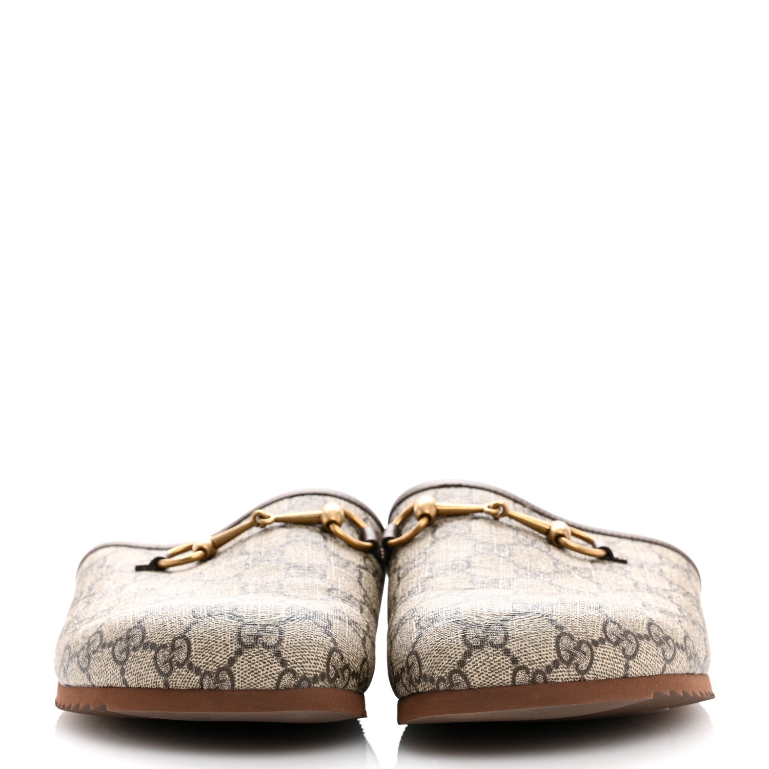 GG Supreme Monogram Miro Soft Calfskin Mens Horsebit Slippers 11 Beige Ebony New Acero