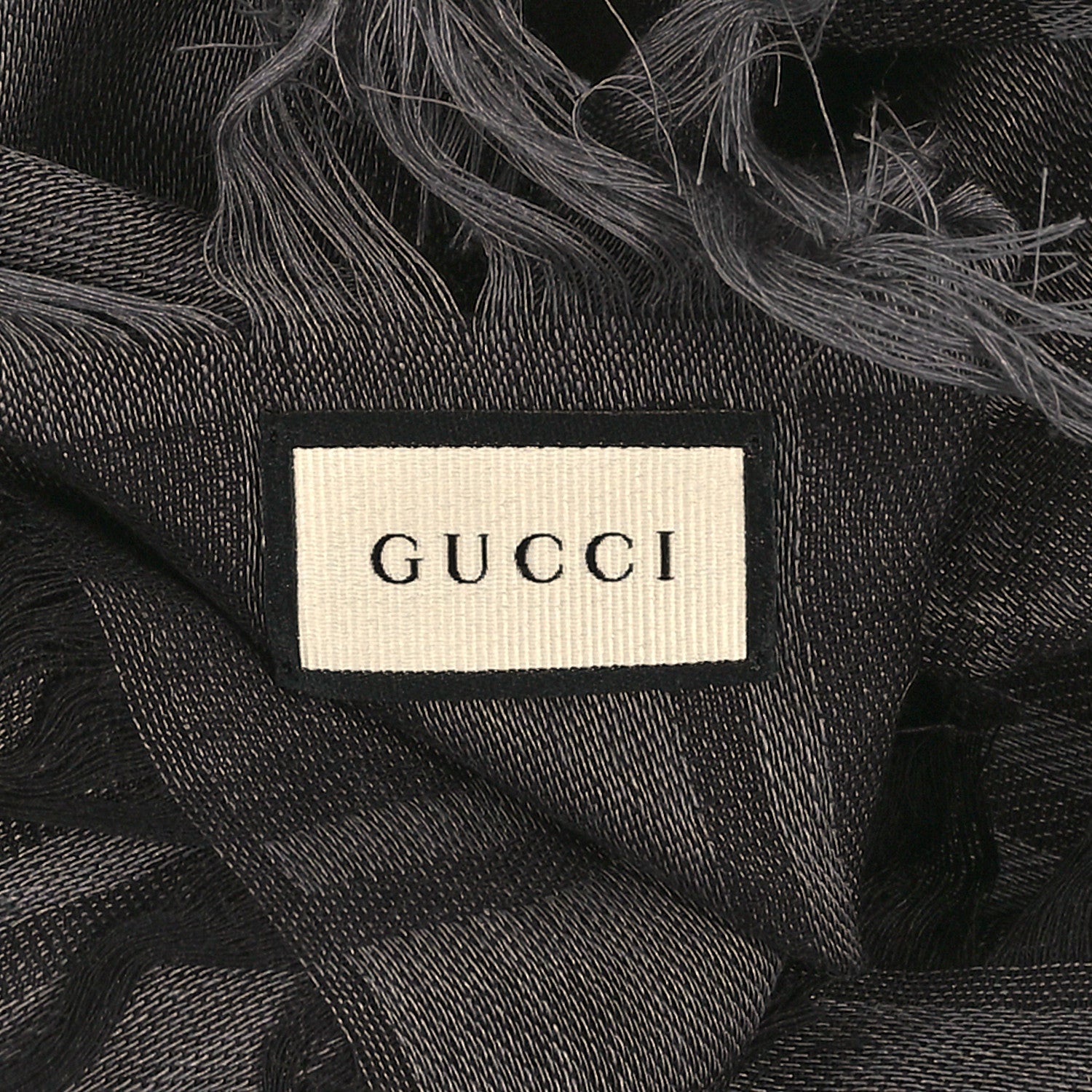 Wool Silk GG Monogram Diamante Plaid Surviee Shawl Graphite Black