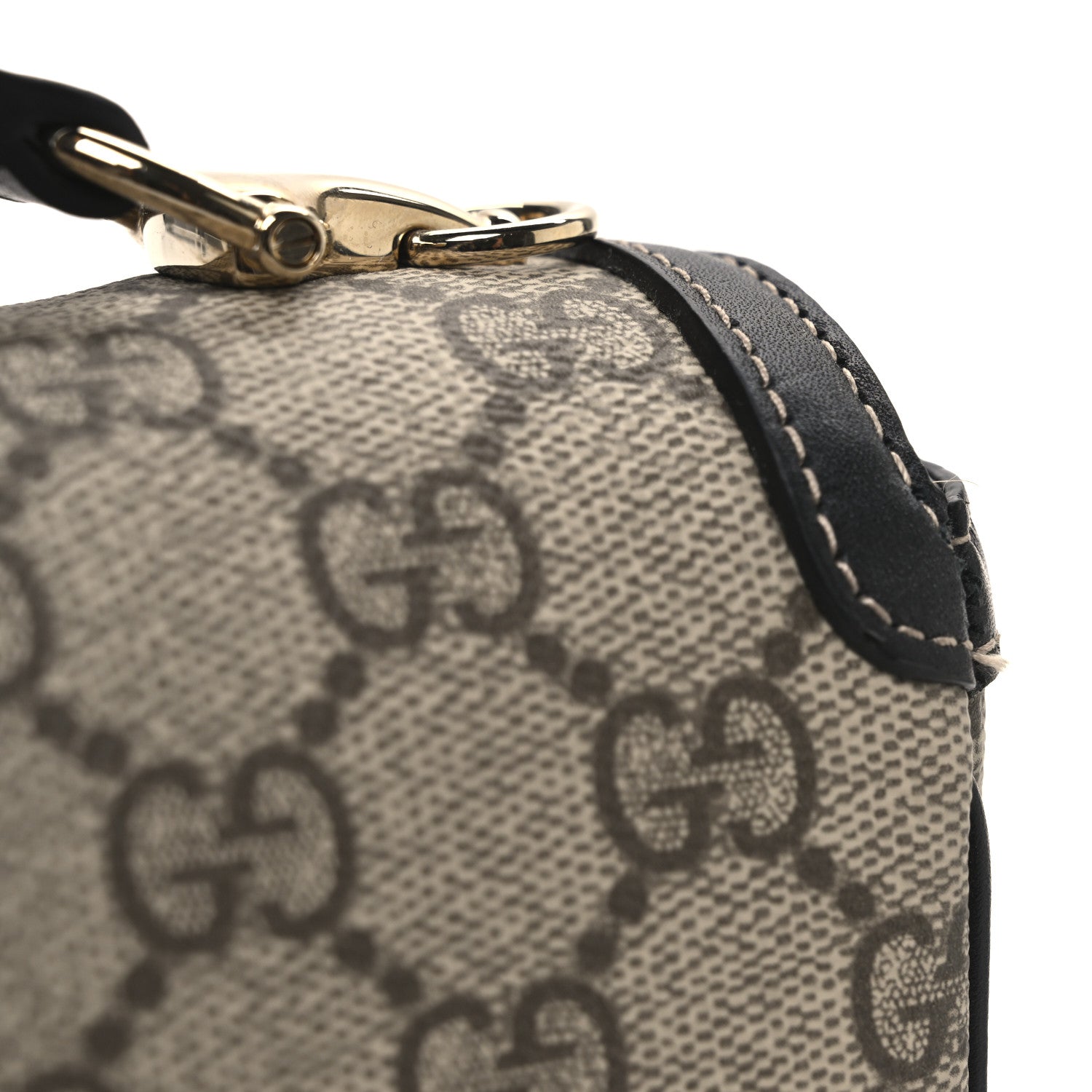 GG Supreme Monogram Horsebit 1955 Small Soft Top Handle Shoulder Bag Beige Black