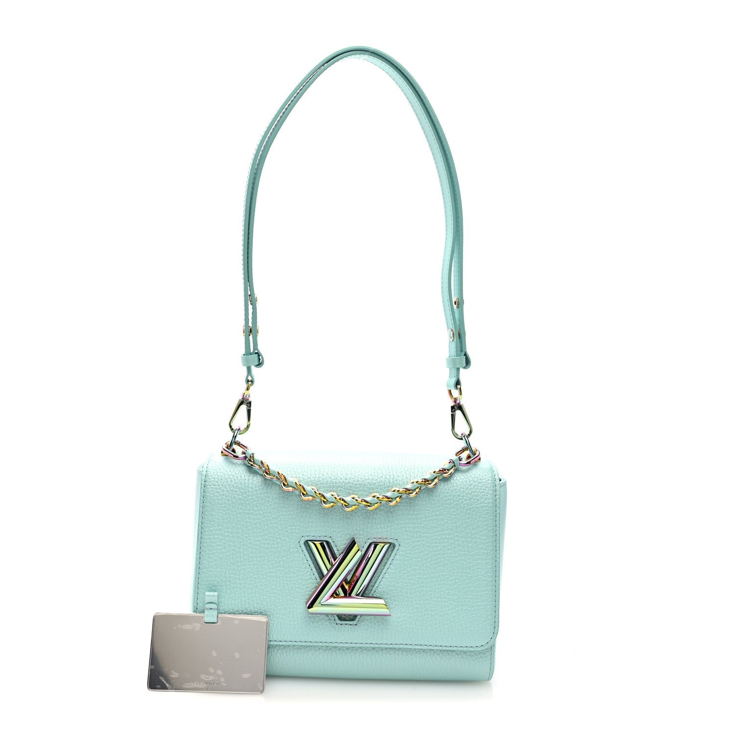 Iridescent Grained Calfskin Summer Splash Twist MM Blue