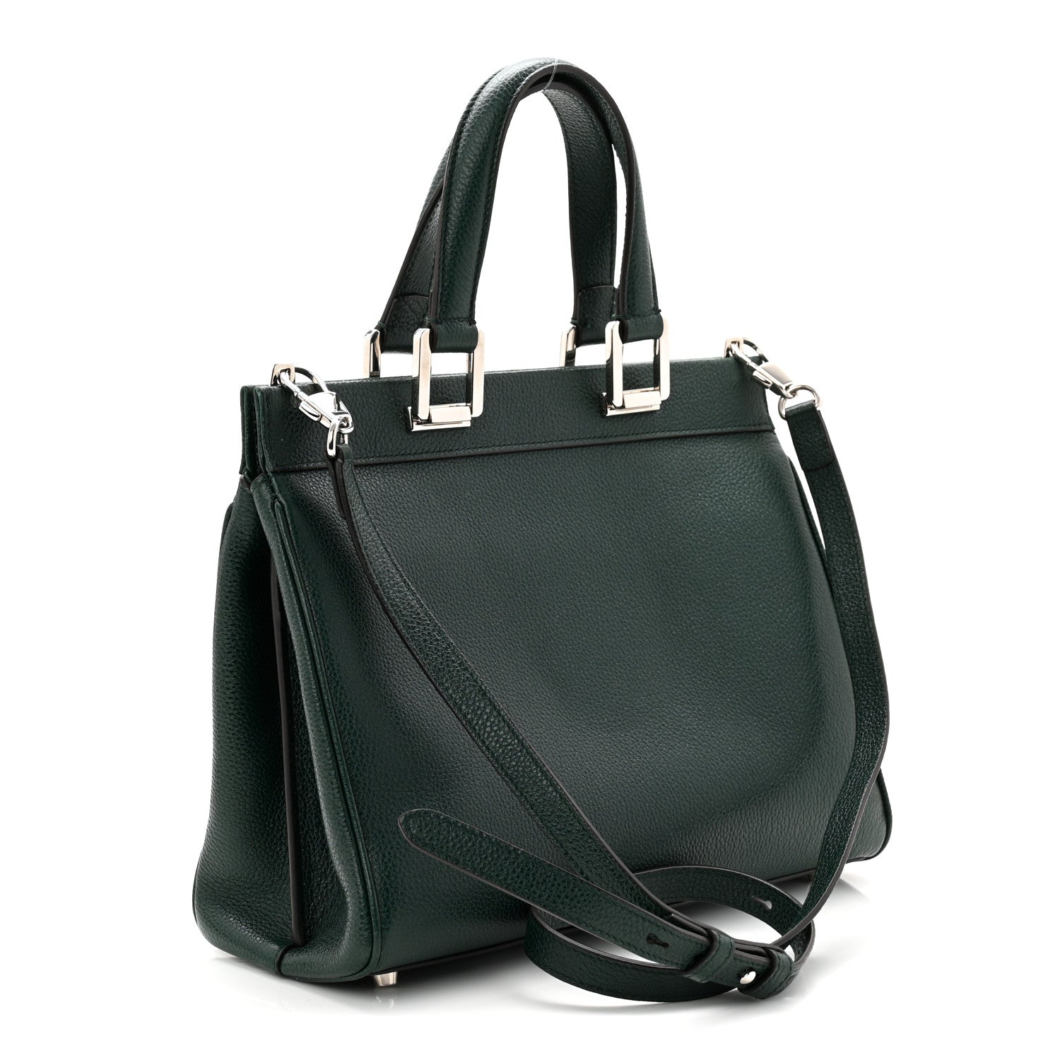 Grainy Calfskin Small Zumi Top Handle Bag Vintage Green