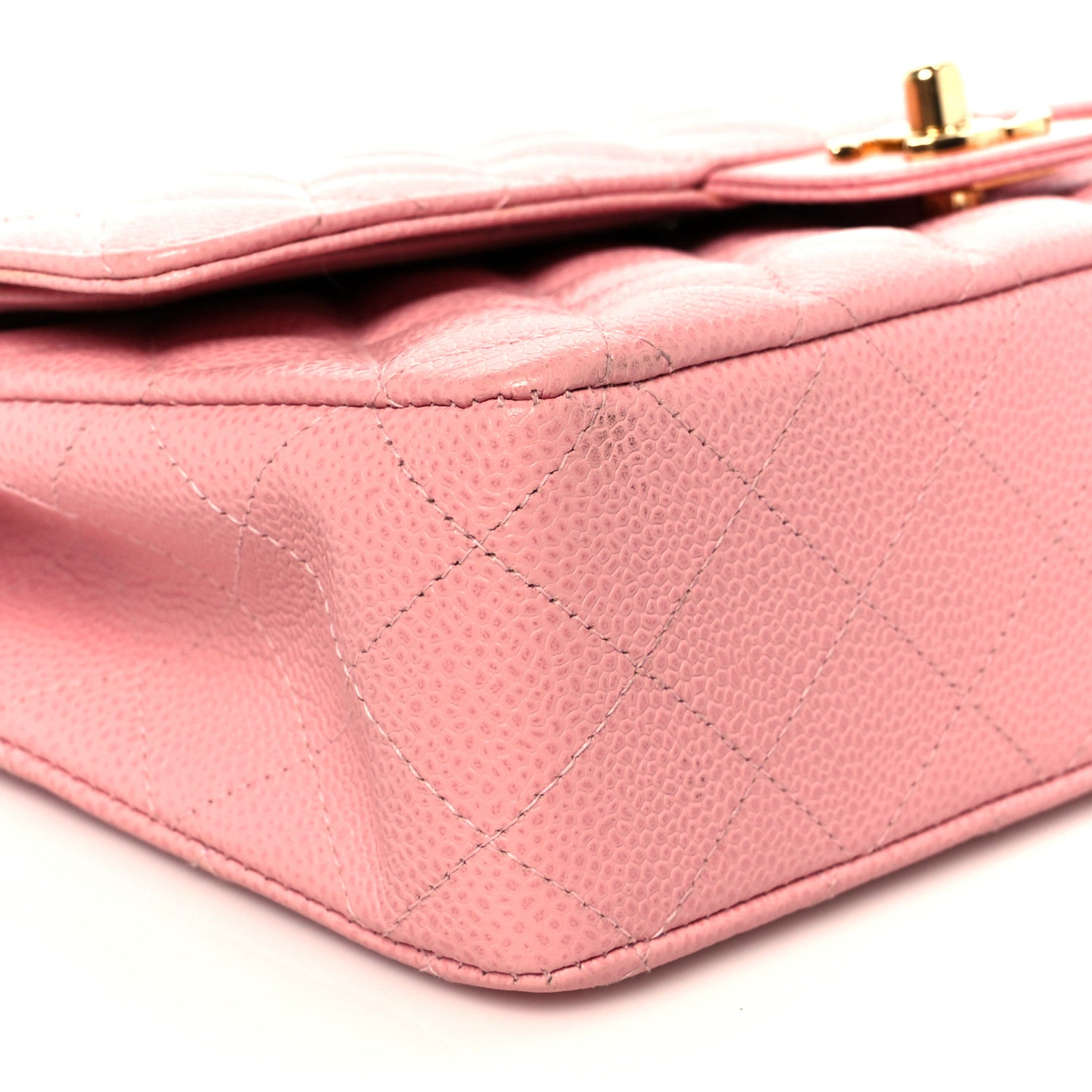Caviar Quilted Medium Double Flap Pink