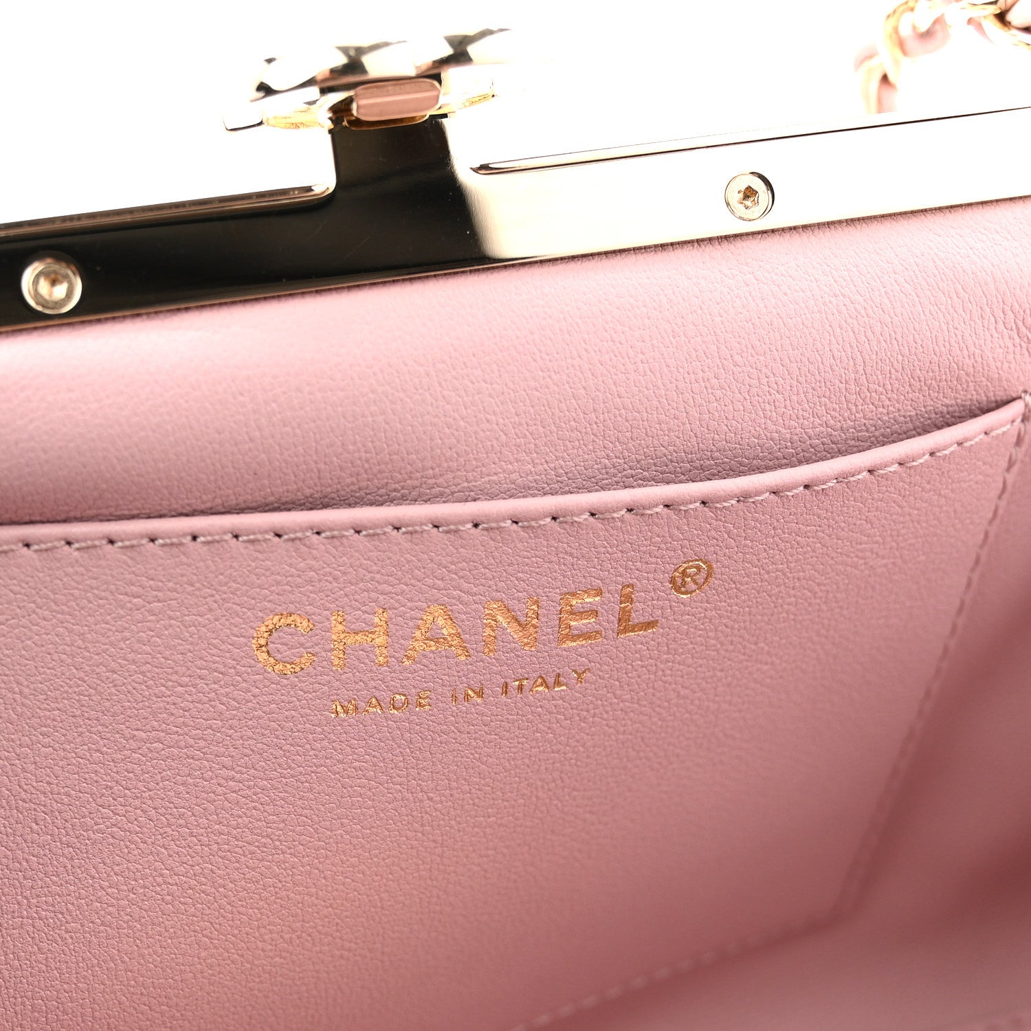 Lambskin Quilted Chain Frame Clutch Pink