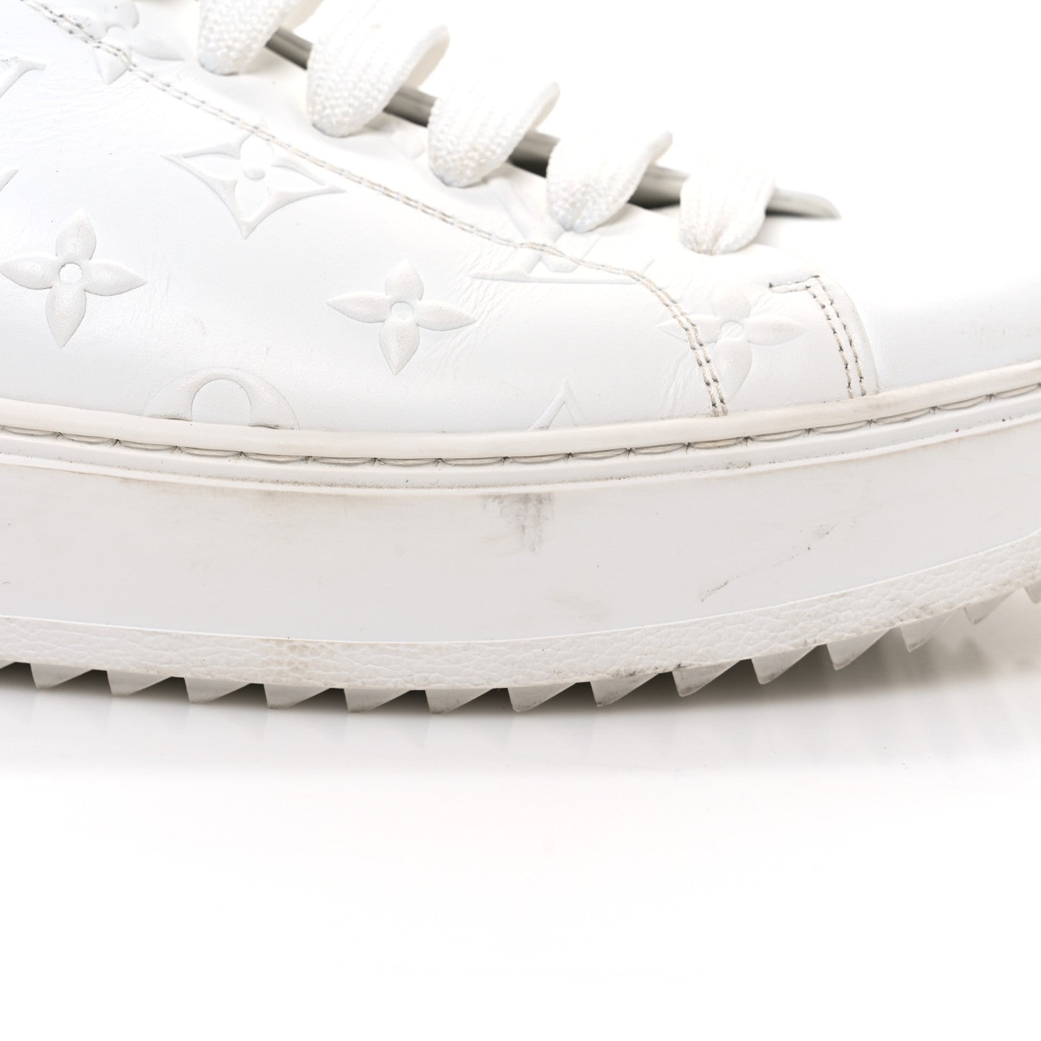 Lambskin Embossed Monogram Time Out Sneakers 39 White