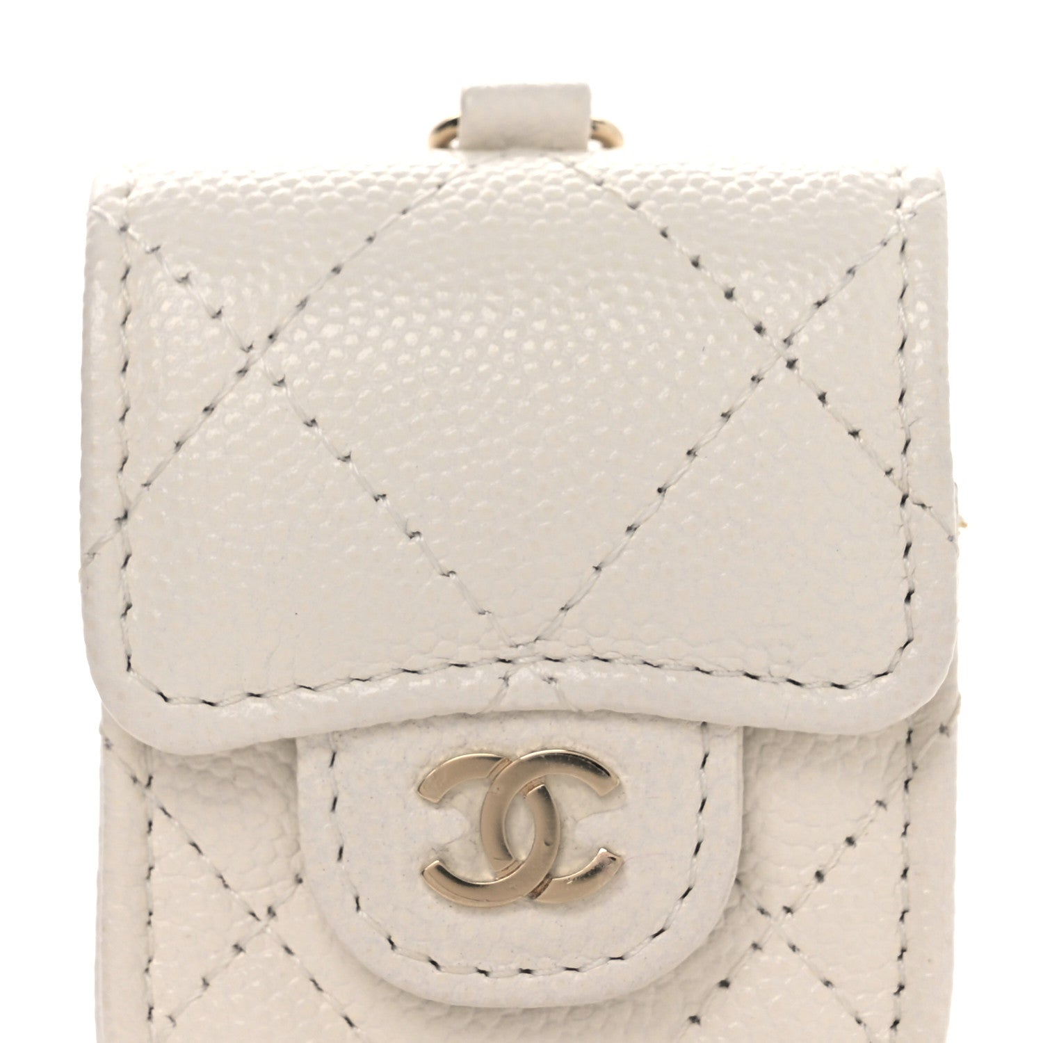 Caviar Quilted Airpods Case White