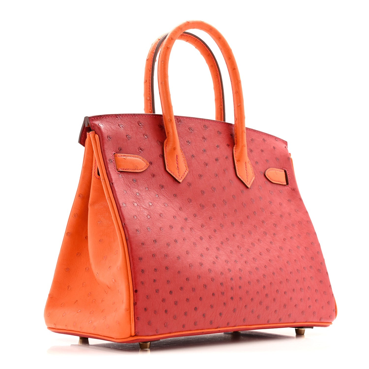 Ostrich Horseshoe Birkin 30 Rouge Vif Orange