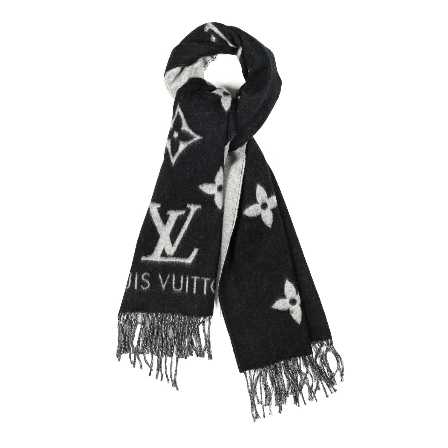 Cashmere Monogram Reykjavik Scarf Black