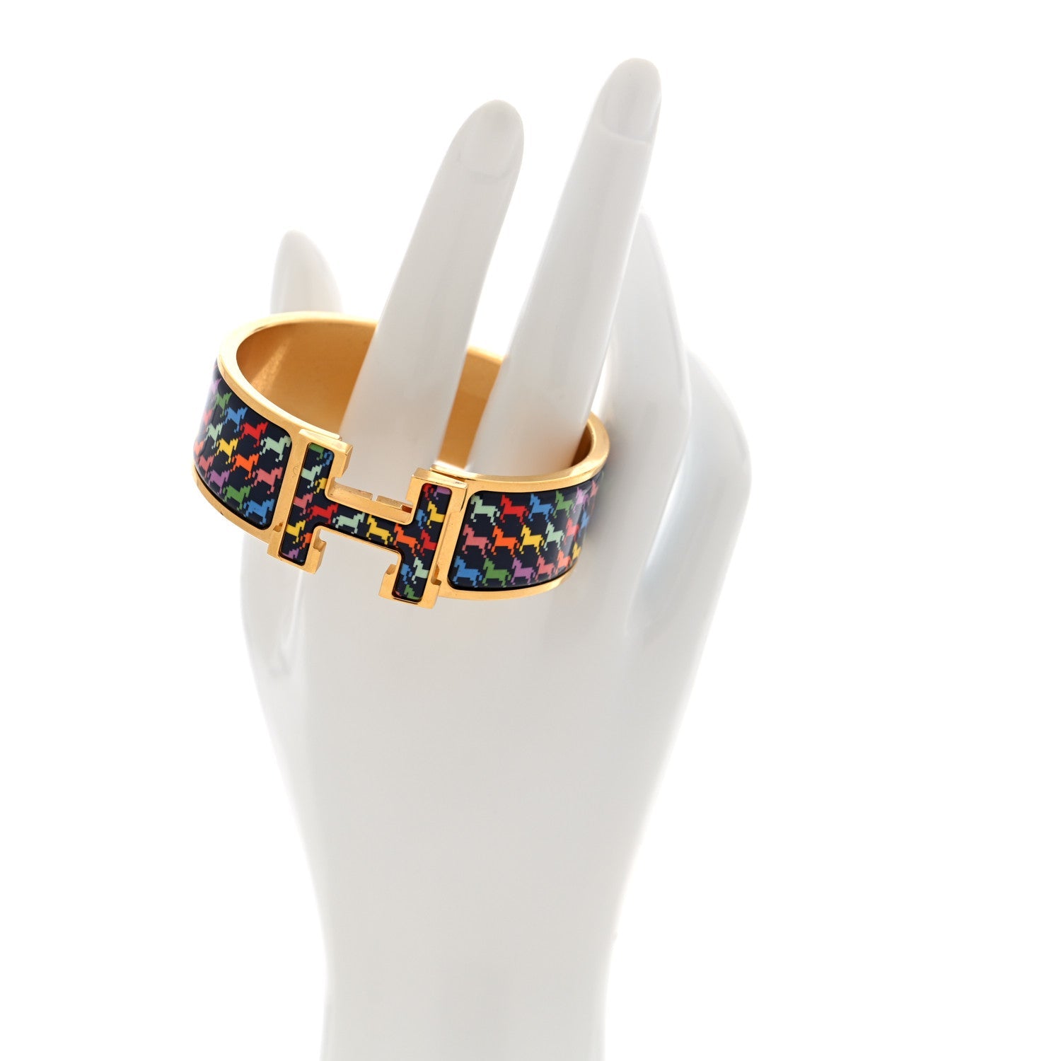 Enamel Cheval Pixel Narrow Clic Clac H Bracelet PM Indigo Multicolor