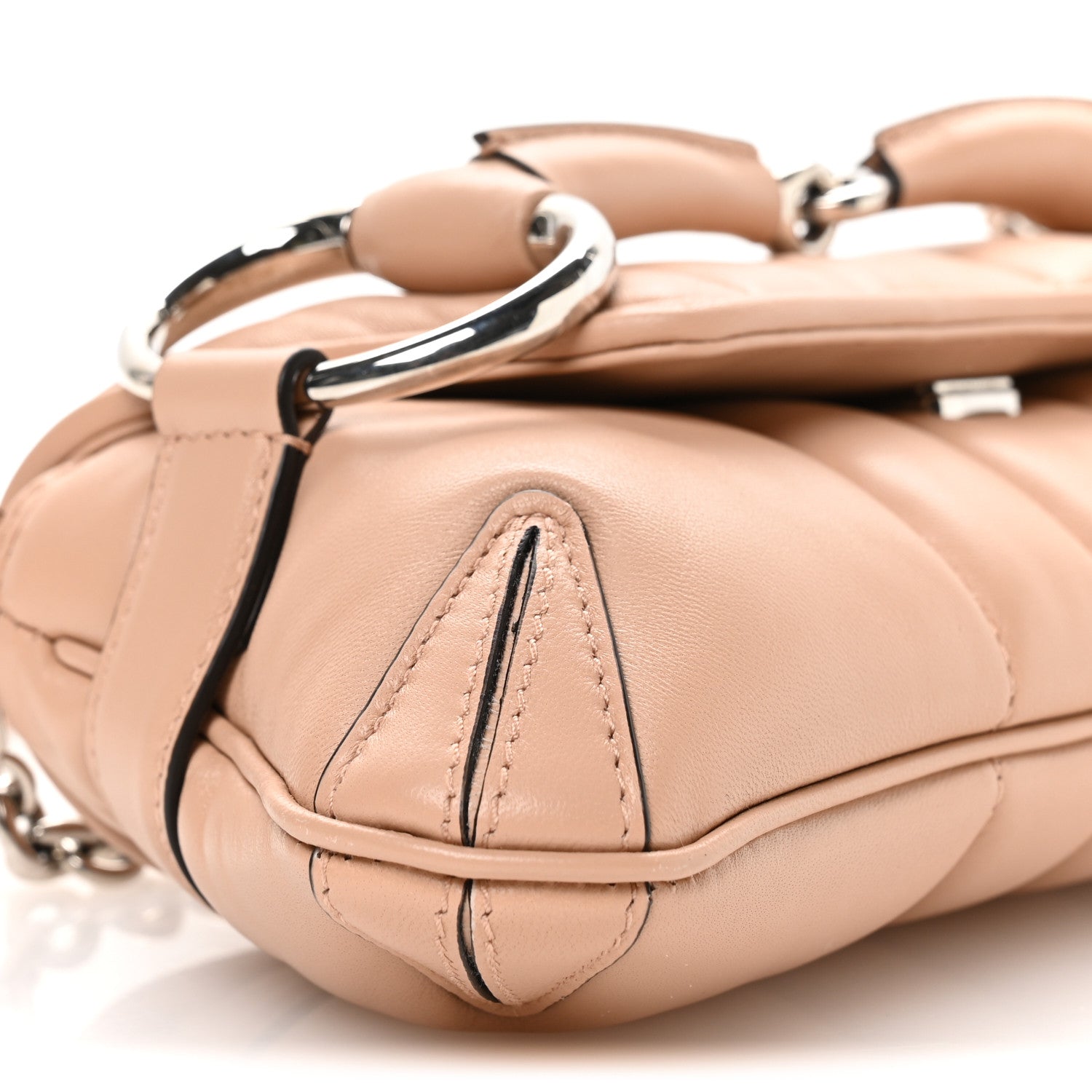 Nappa Vertical Matelasse Small Maxi Horsebit Chain Shoulder Bag Beige