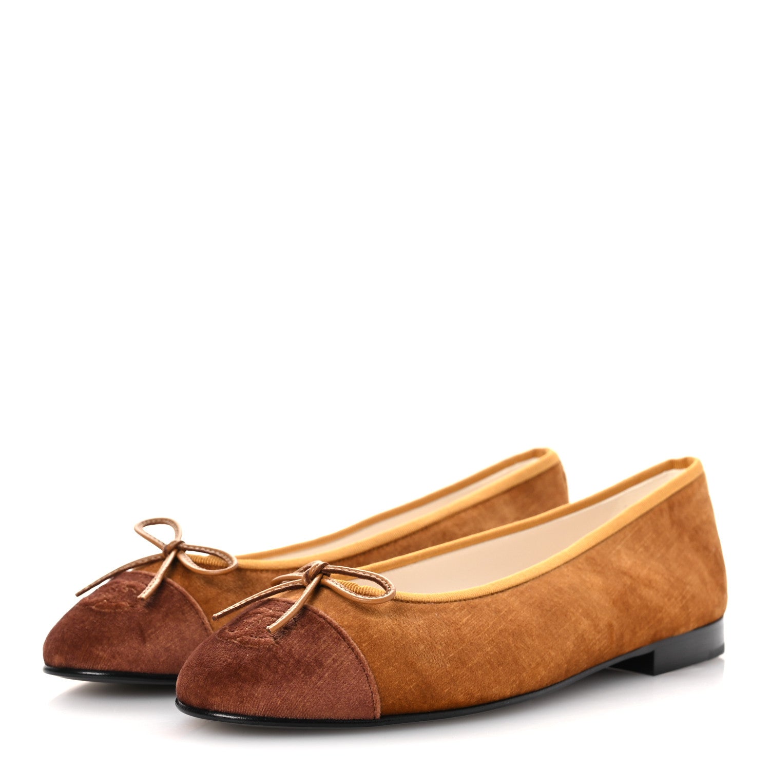 Velvet Cap Toe CC Ballerina Flats 39.5 Brown Light Brown