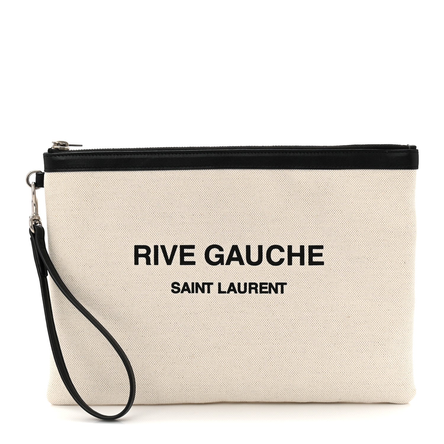 Linen Canvas Rive Gauche Zipped Pouch Optic White
