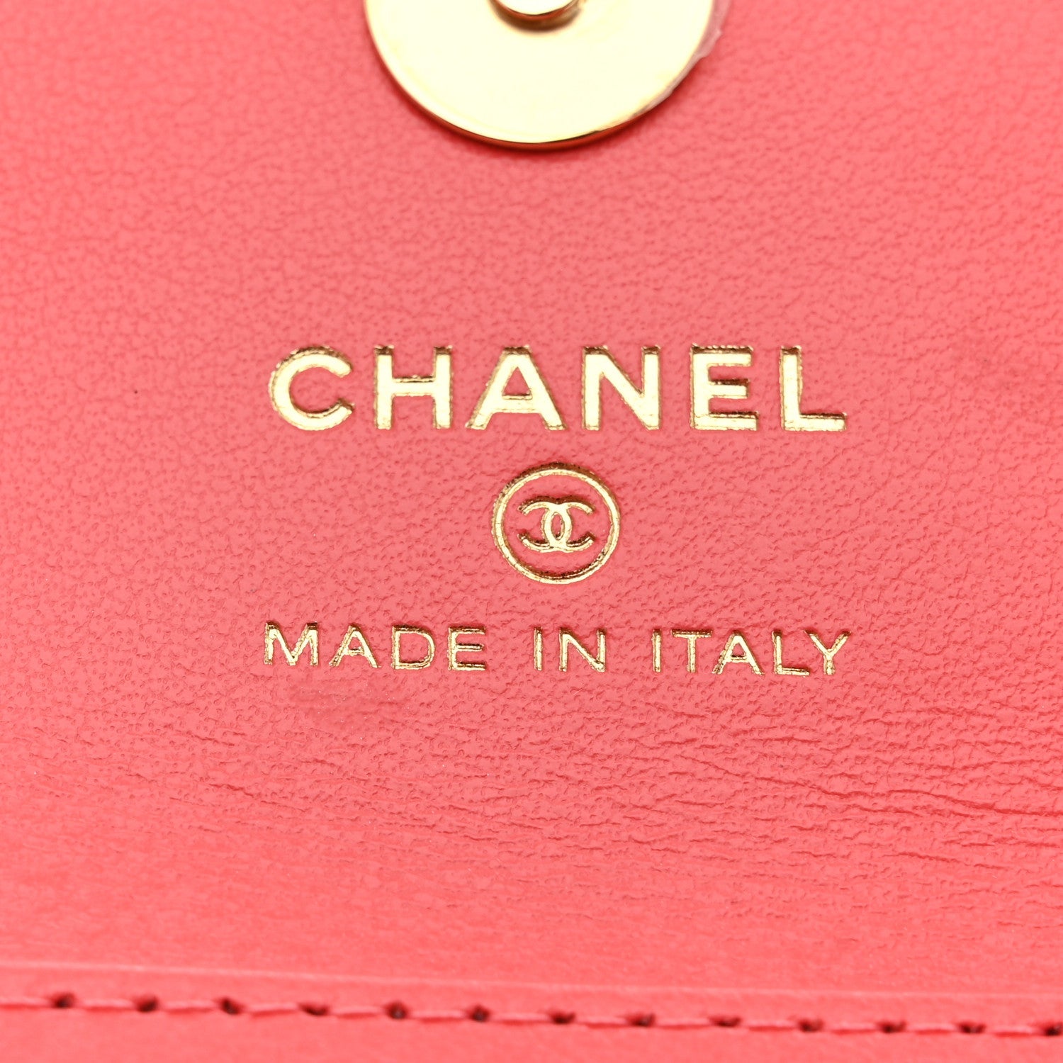 Shiny Lambskin Quilted Card Holder On Chain Pink