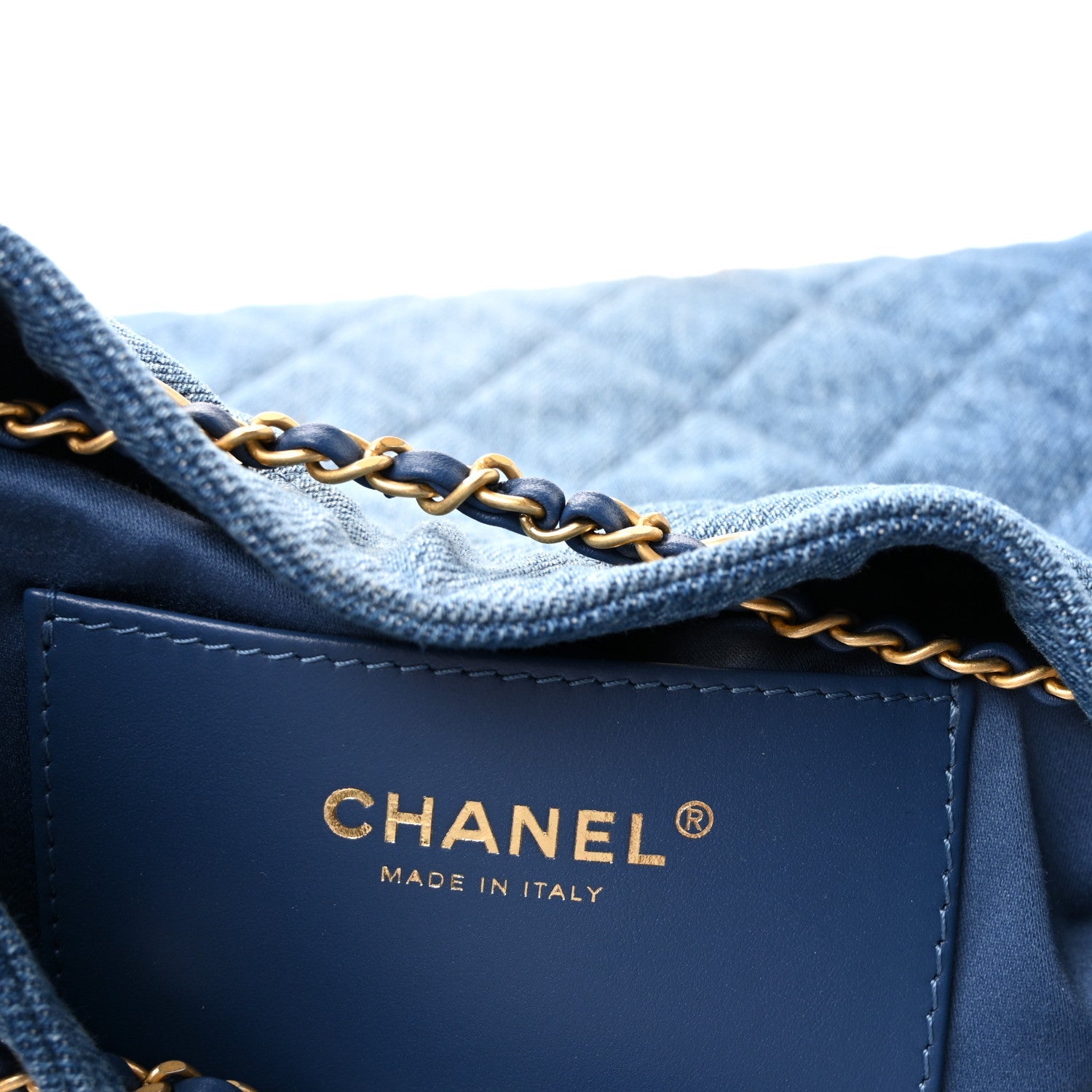Washed Denim Quilted Small Chanel 25 Handbag Blue
