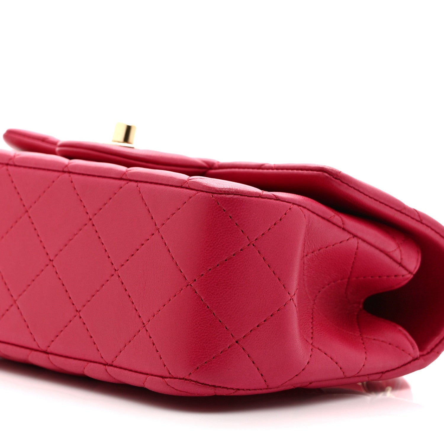 Lambskin Quilted Mini Top Handle Rectangular Flap Dark Pink
