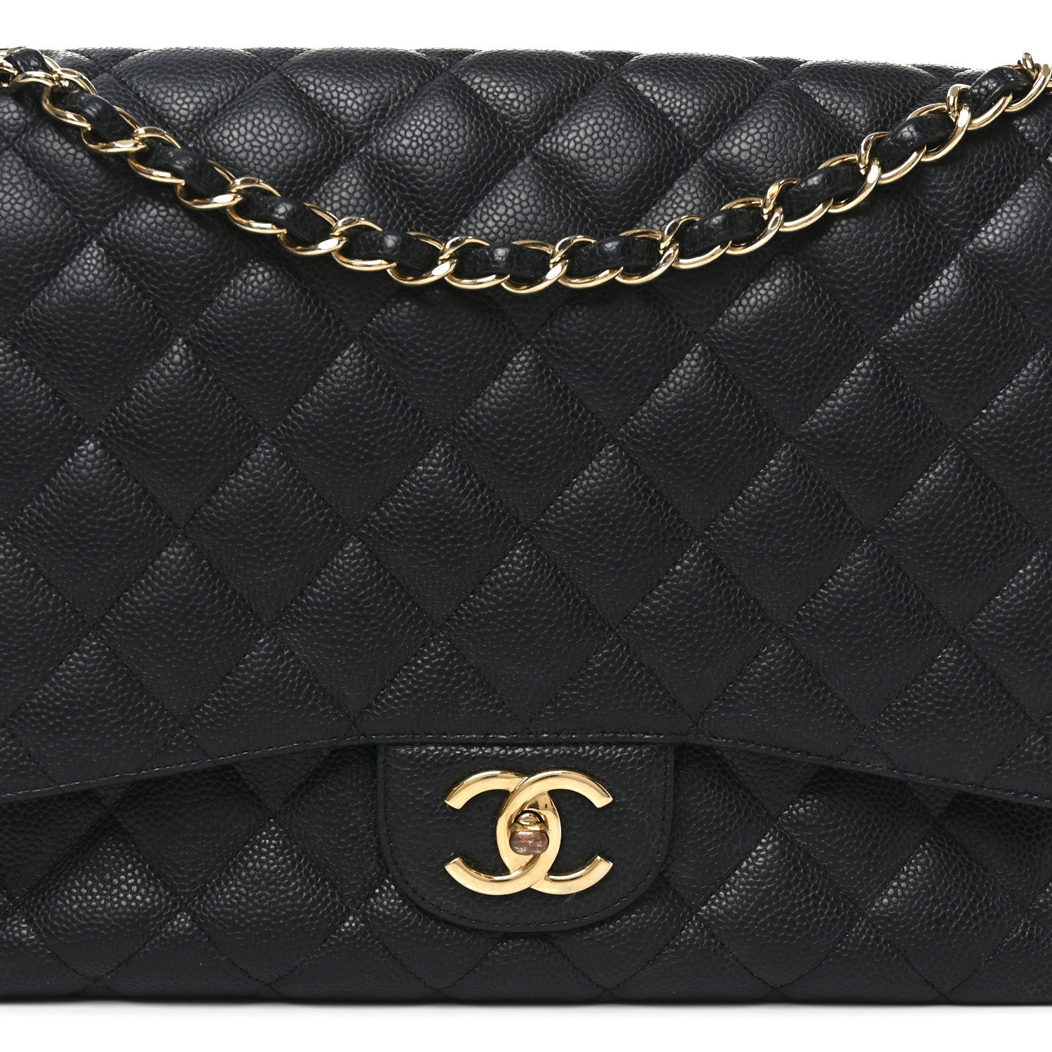 Caviar Quilted Maxi Double Flap Black