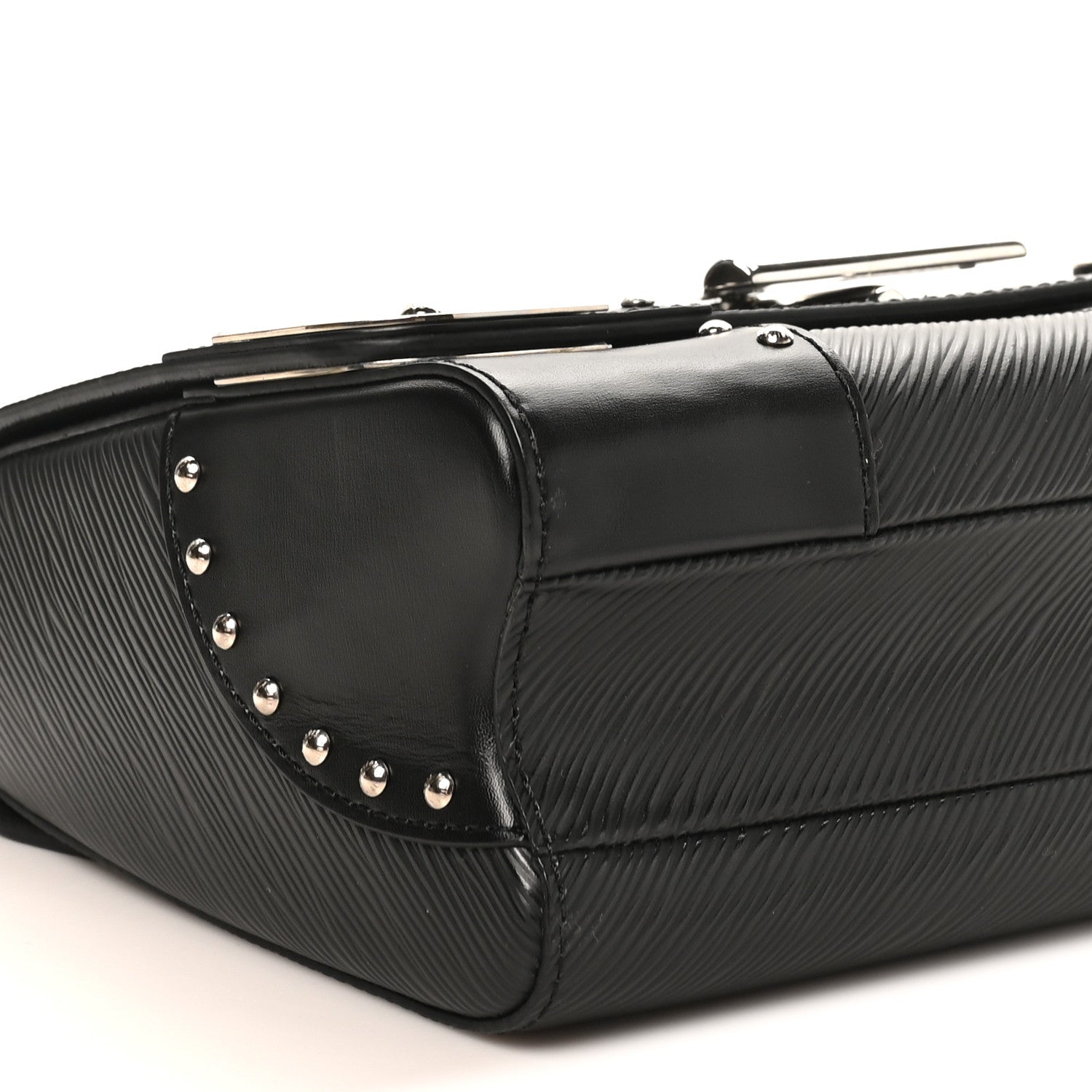 Epi Studded Mirror Twist Shoulder Bag MM Black