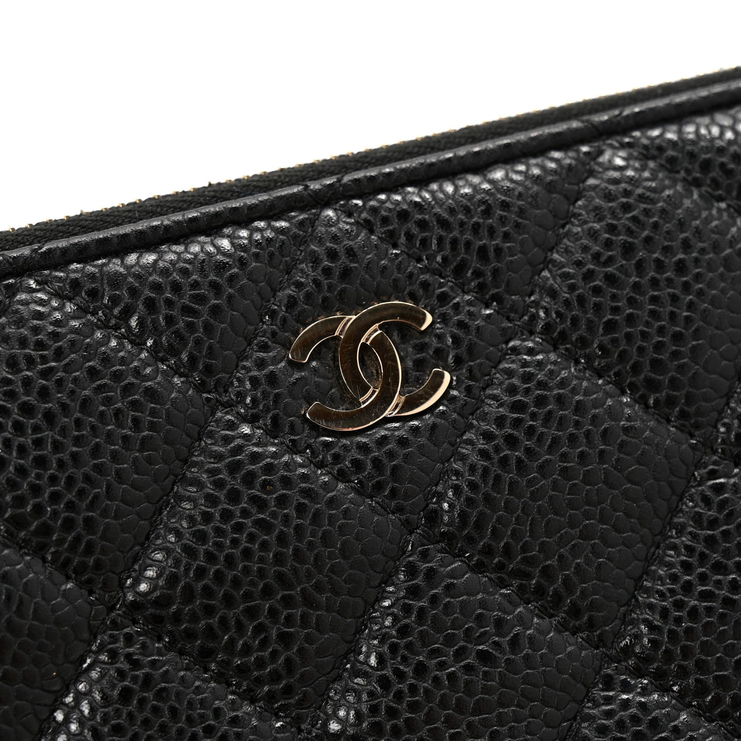 Caviar Quilted Large Zipped Clutch Black
