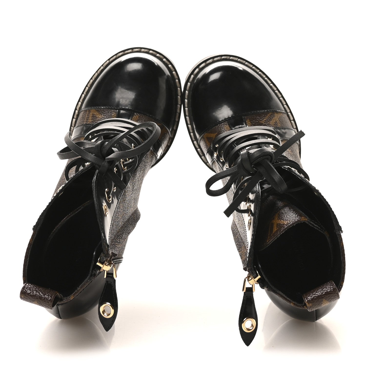 Patent Calfskin Monogram Star Trail Ankle Boots 36 Black