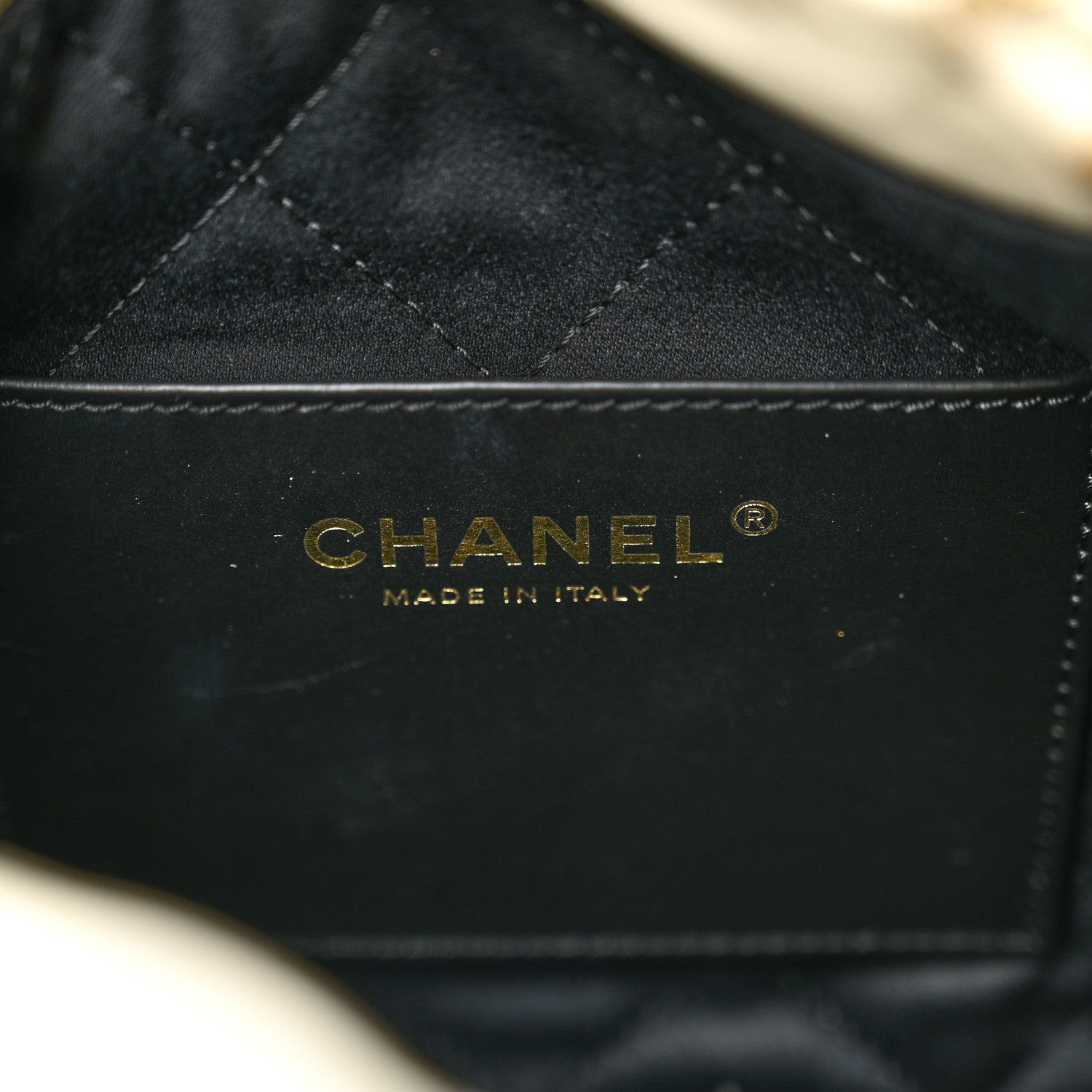 Shiny Calfskin Striped Mini Chanel 22 White Black
