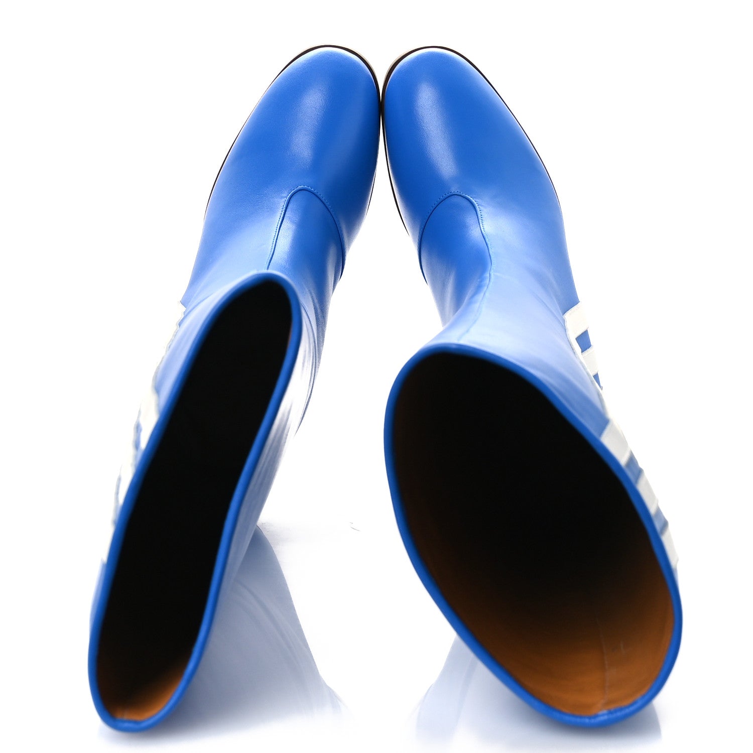 X ADIDAS Calfskin Elizabeth Knee Boots 39 Blue