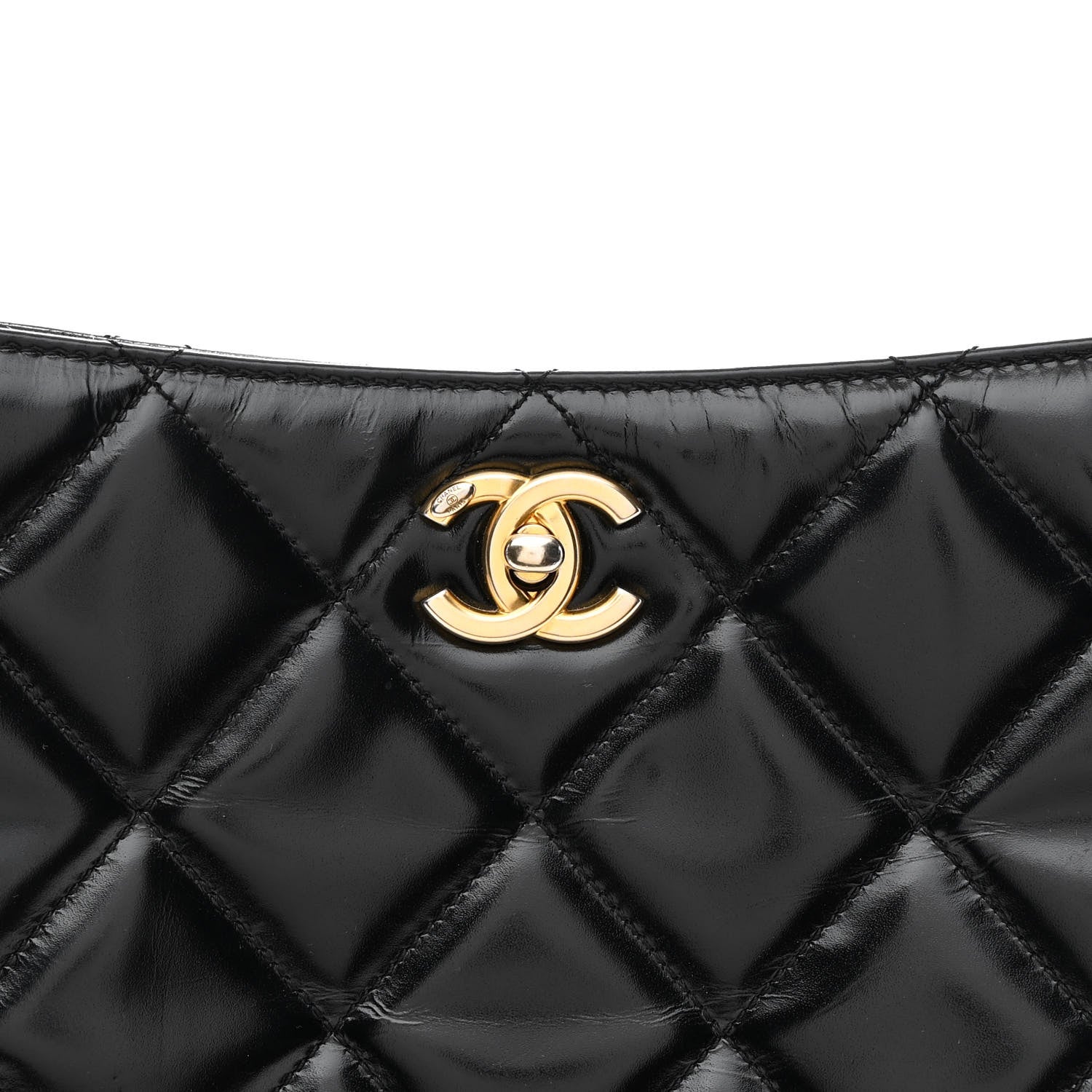 Shiny Calfskin Suede Goatskin Quilted Hobo Black