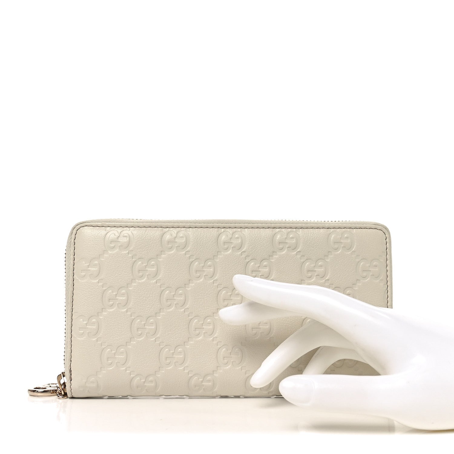 Guccissima GG Pierce Zip Around Wallet White