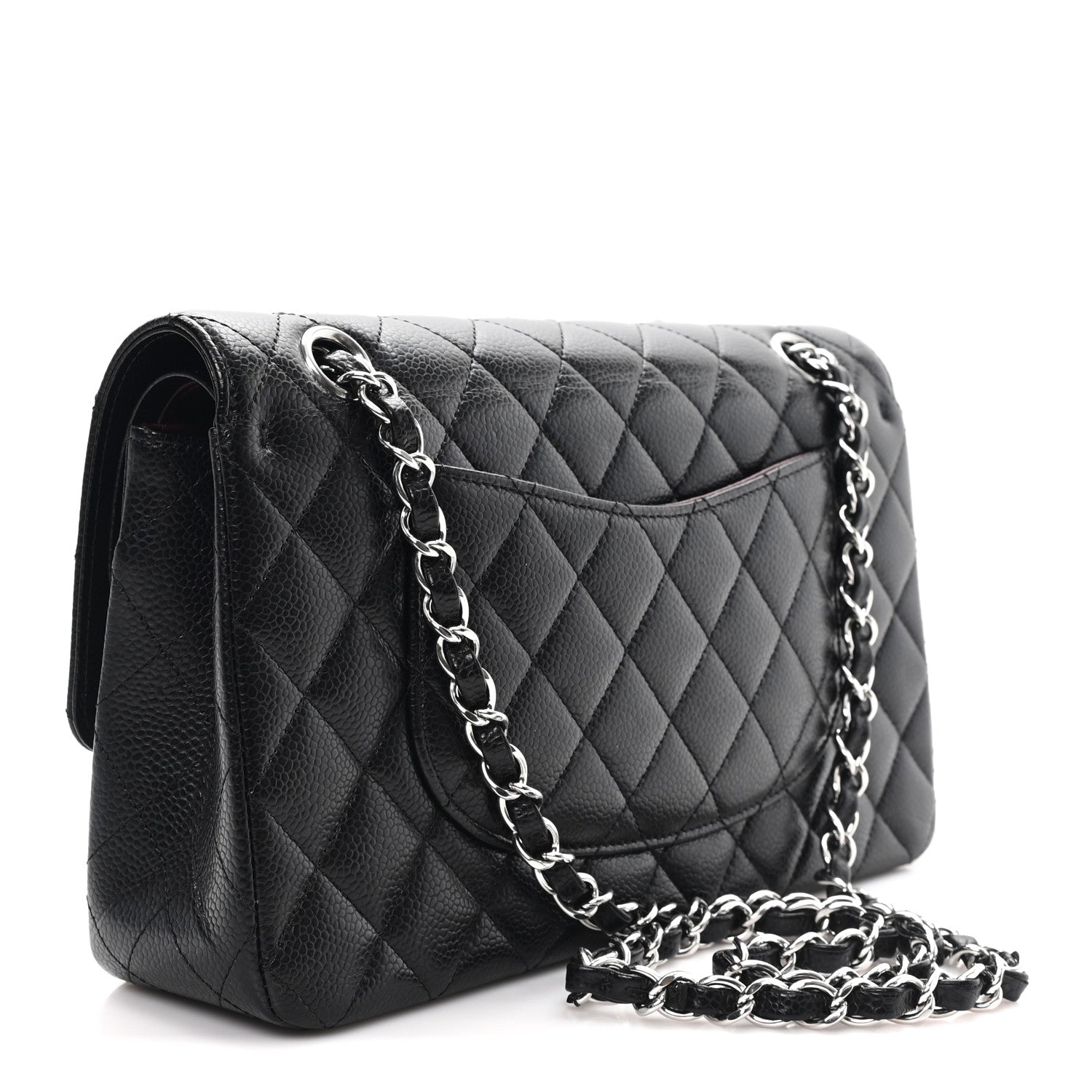 Caviar Quilted Medium Double Flap Black