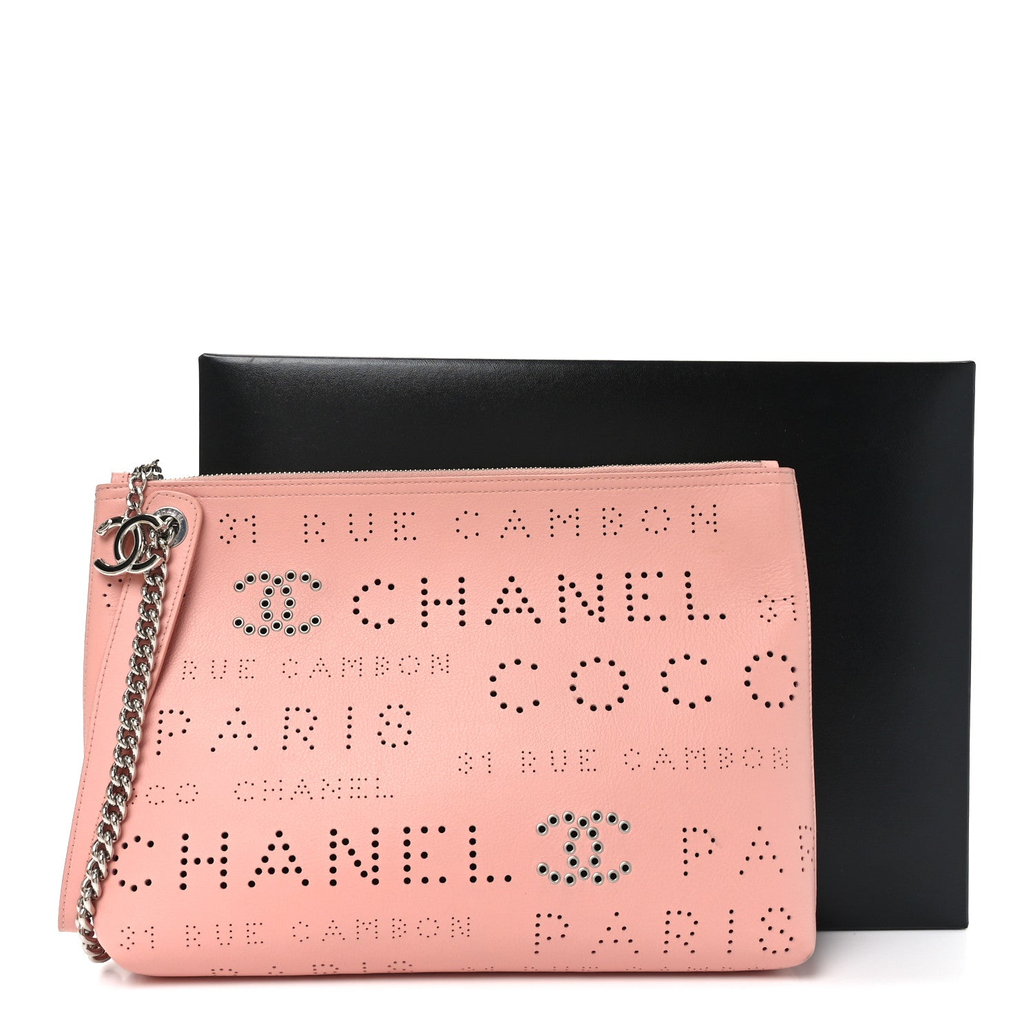 Calfskin Eyelets Clutch Pink