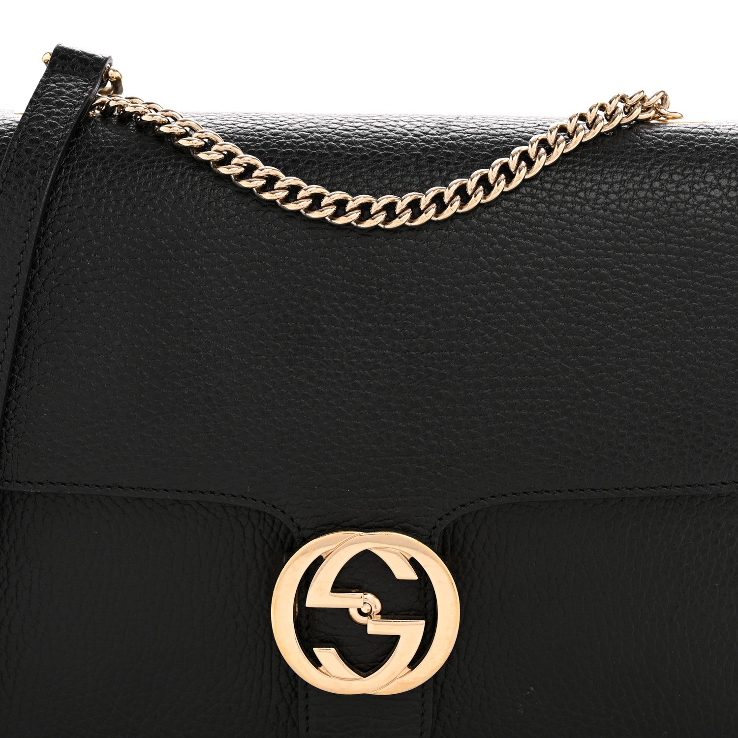 Dollar Calfskin Interlocking G Shoulder Bag Black