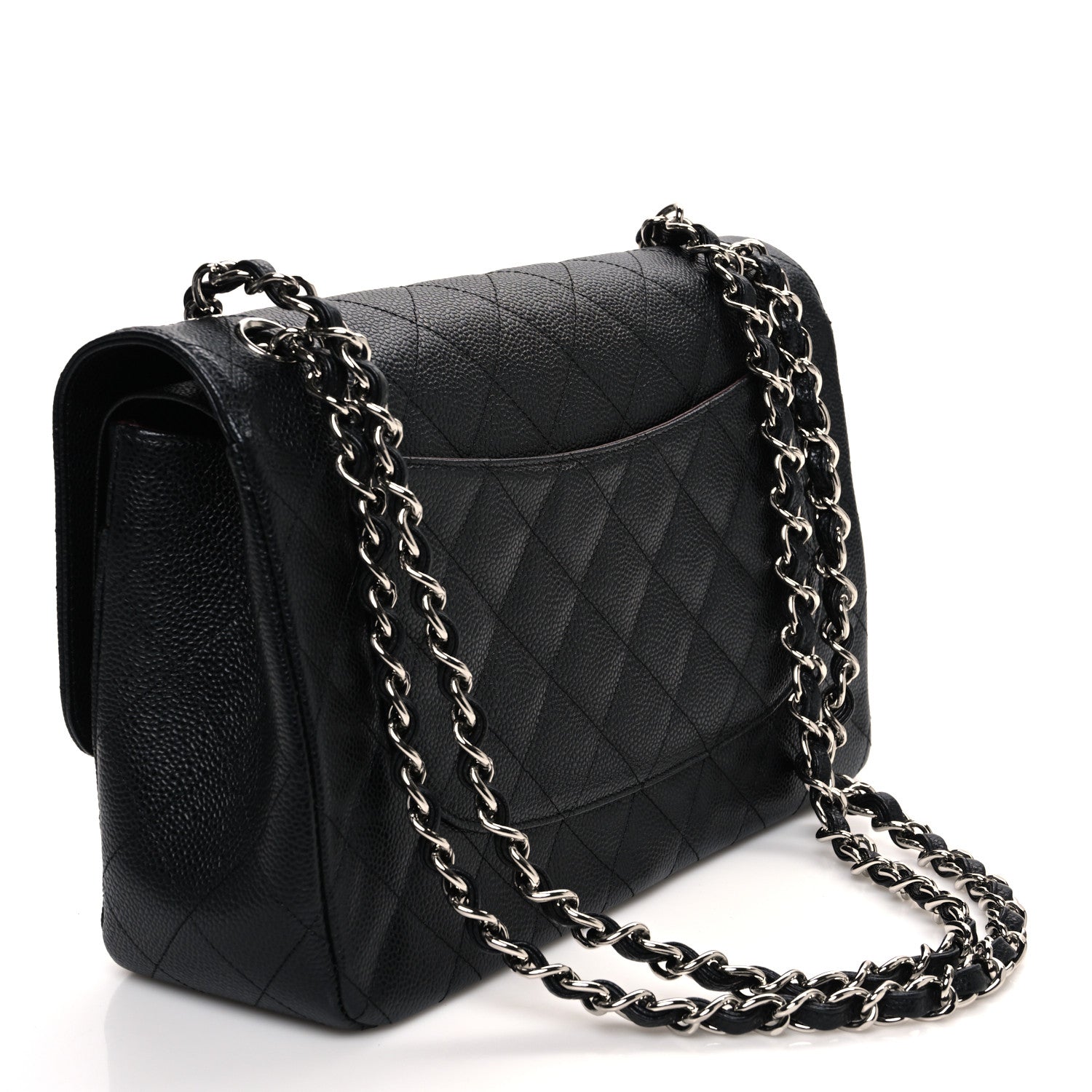 Caviar Quilted Jumbo Double Flap Black