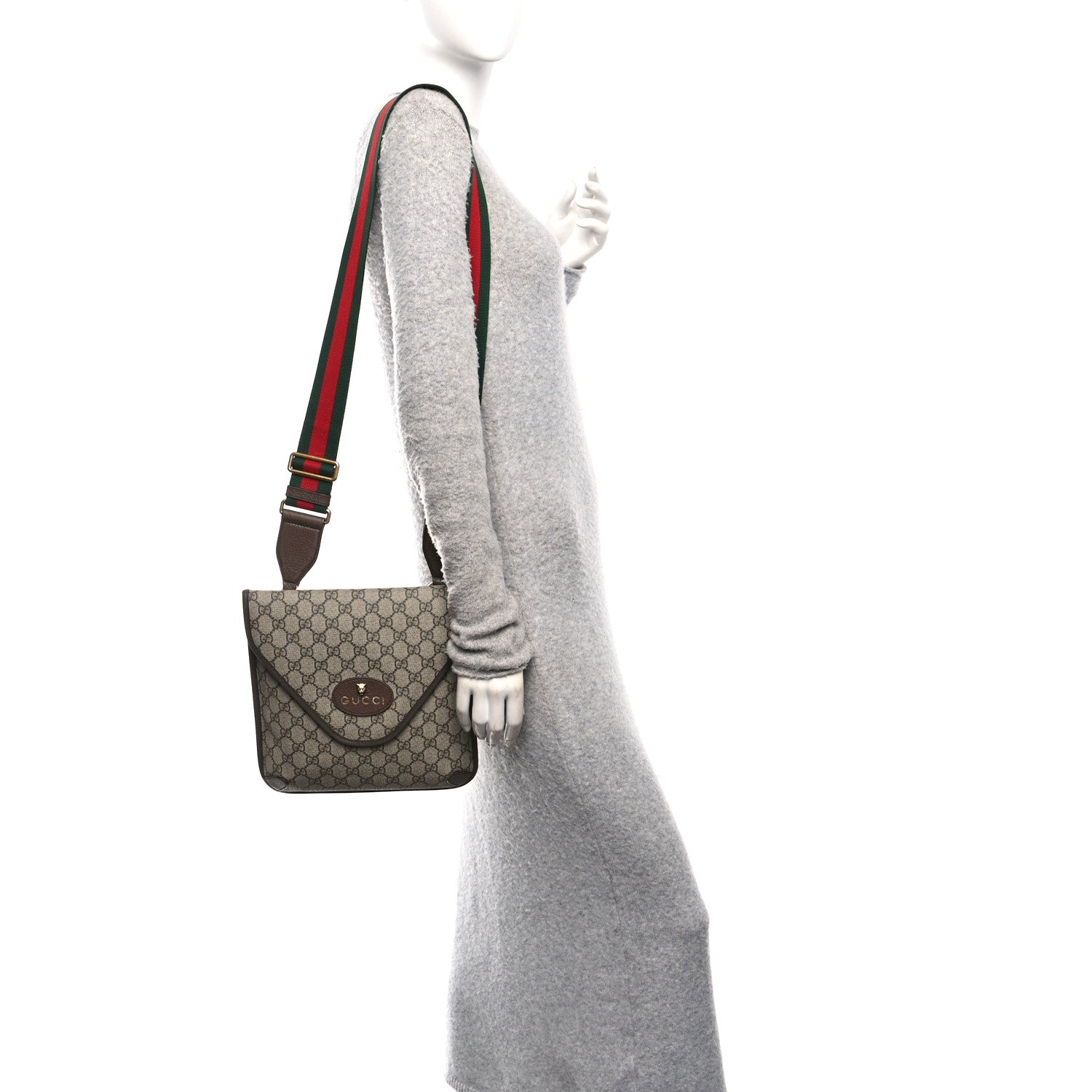 GG Supreme Monogram Web Medium Neo Vintage Flap Messenger Bag Beige New Acero