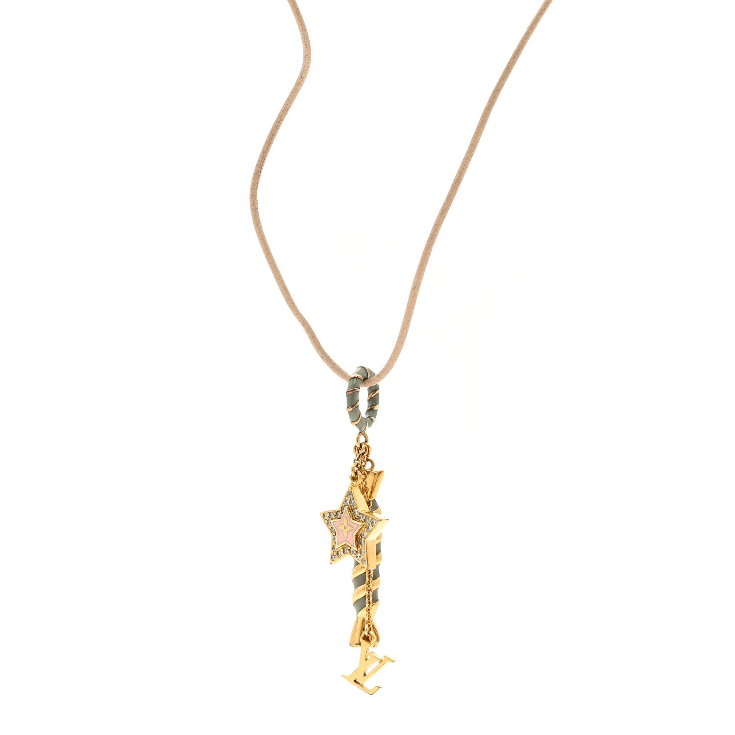 Crystal Enamel Candy Star Charm Necklace Gold Multicolor