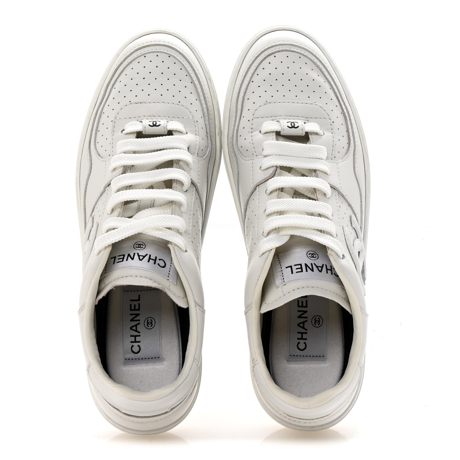Calfskin CC Womens Sneakers 38 White