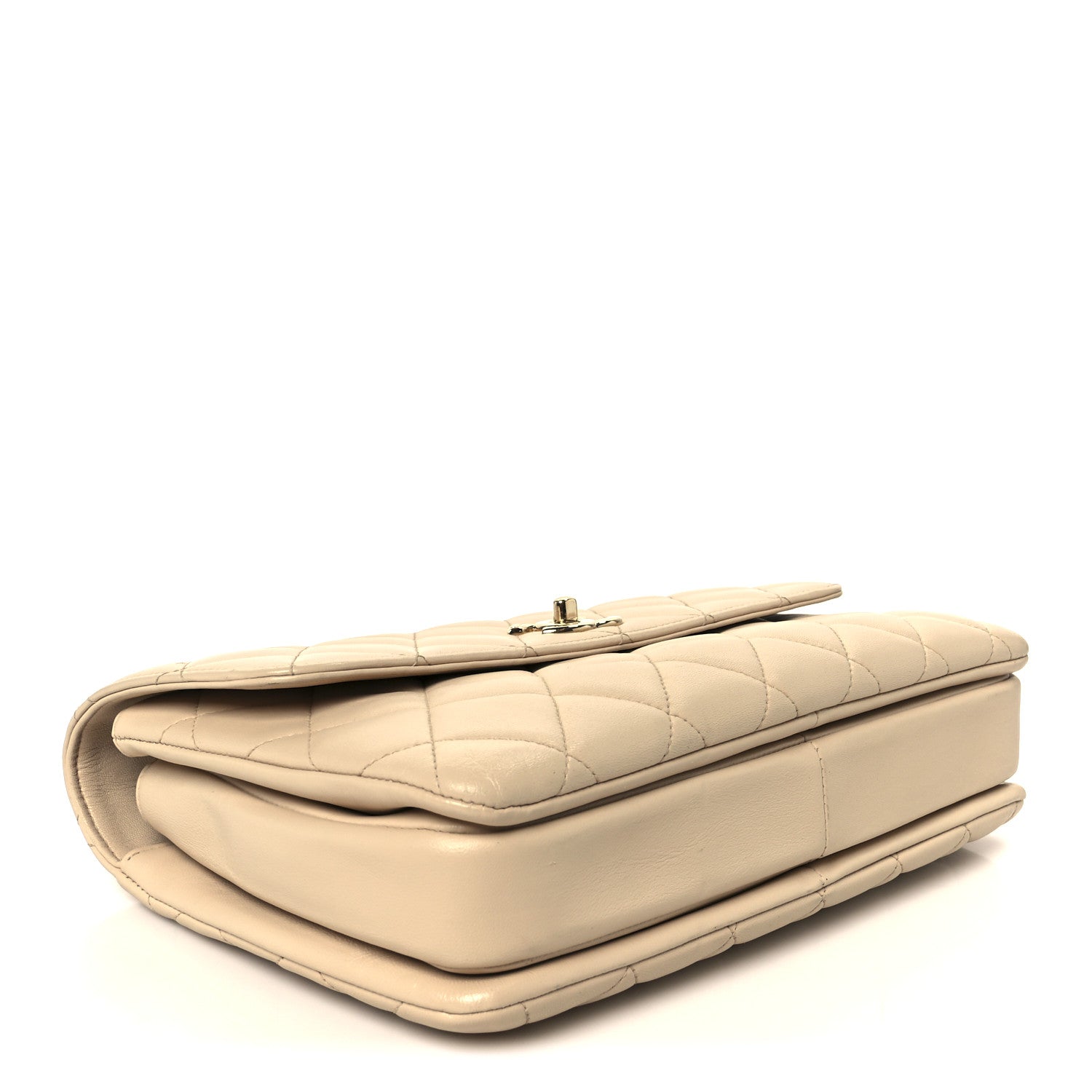 Lambskin Quilted Medium Trendy CC Flap Dual Handle Bag Beige