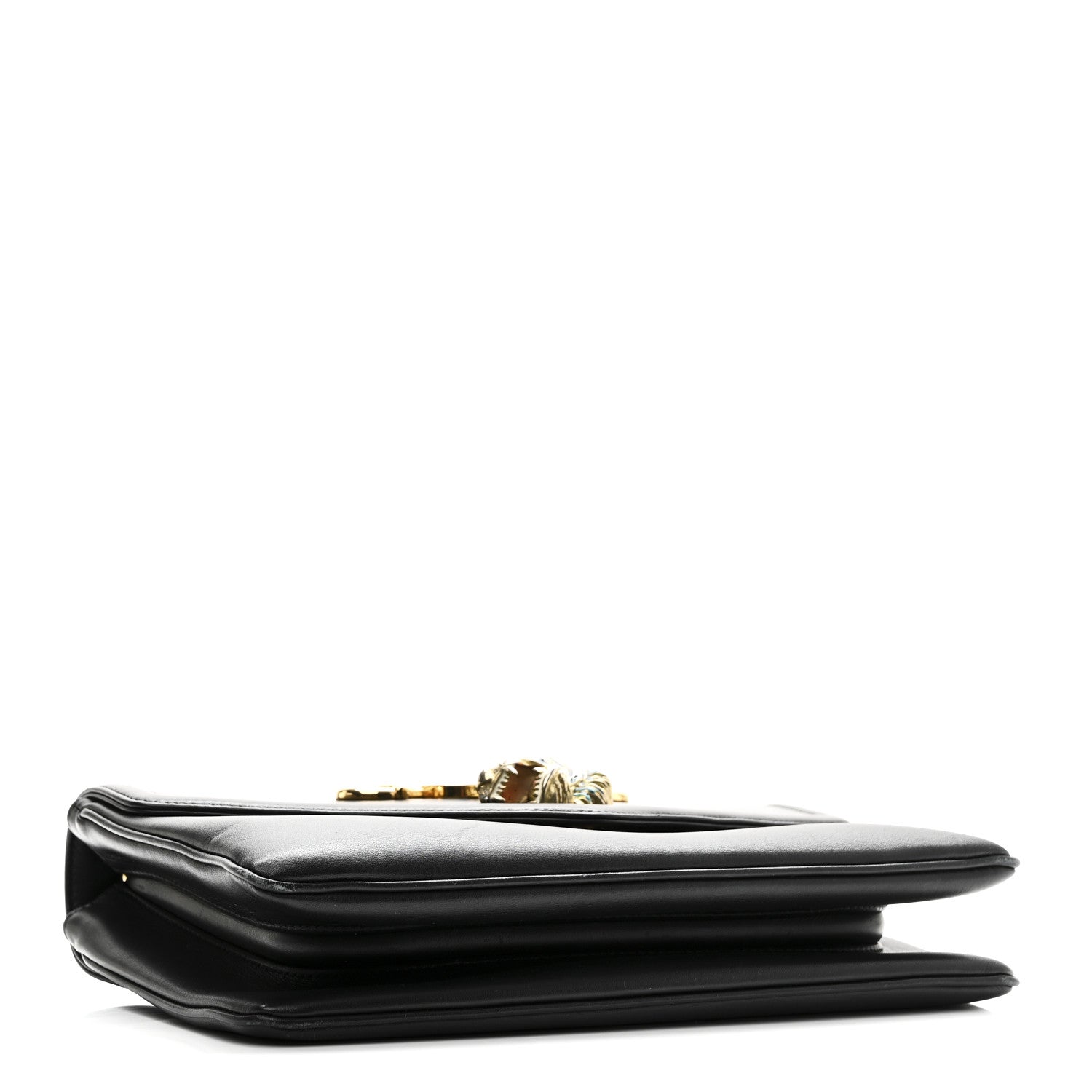 Vitello Palmellato Lux Crystal Medium Rajah Shoulder Bag Black