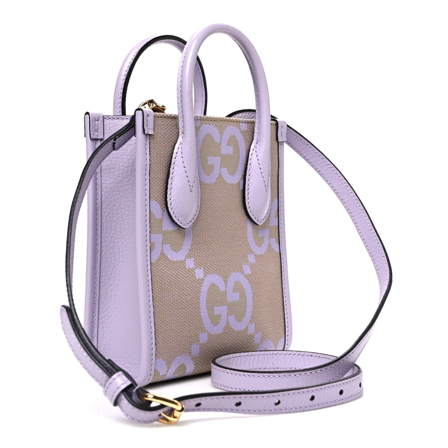 Monogram Jumbo GG Textured Dollar Calfskin Mini Tote Bag Beige Lapis
