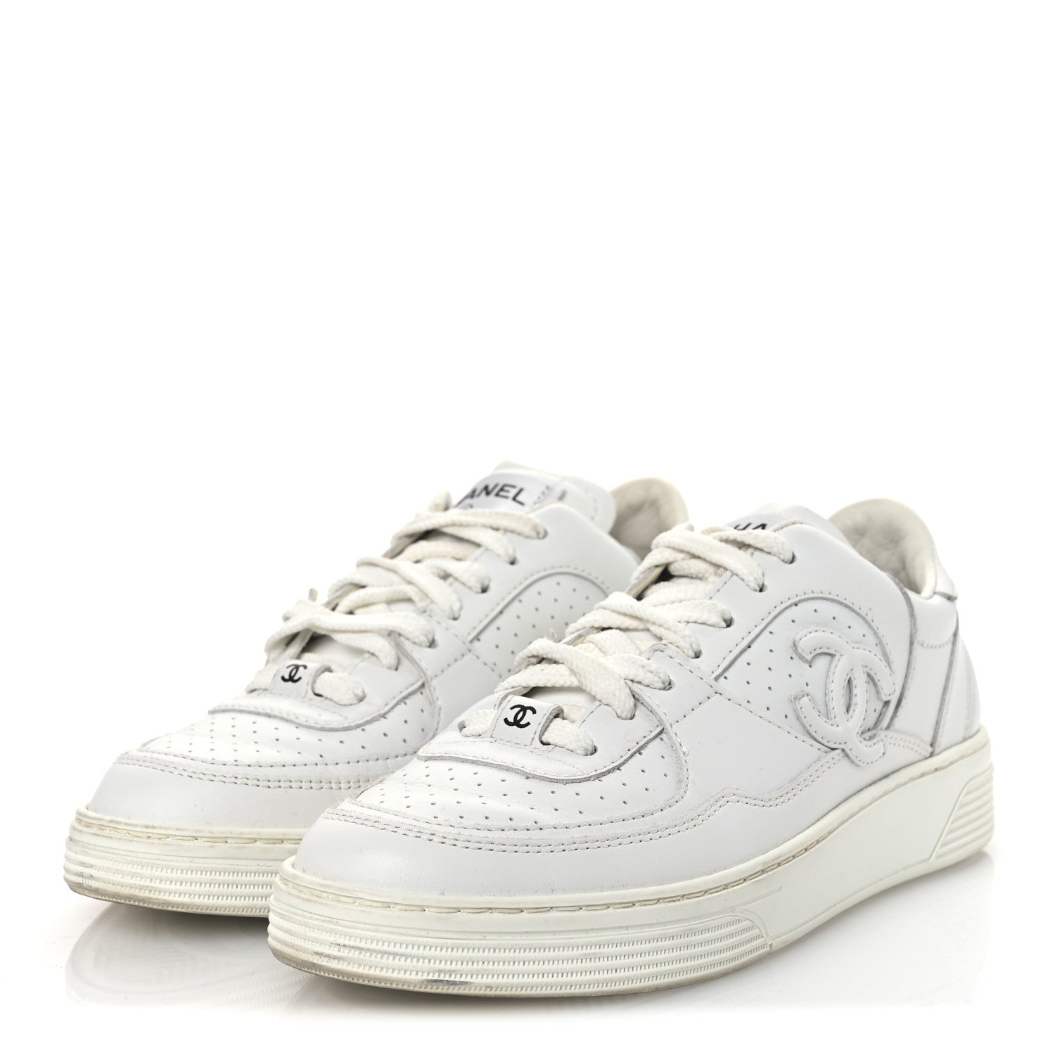 Calfskin Womens CC Sneakers 36.5 White