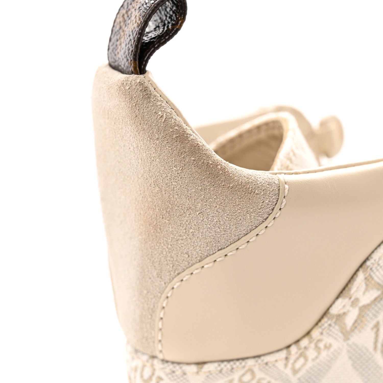 Suede Calfskin Jacquard Since 1854 Laureate Platform Desert Boots 37.5 Beige