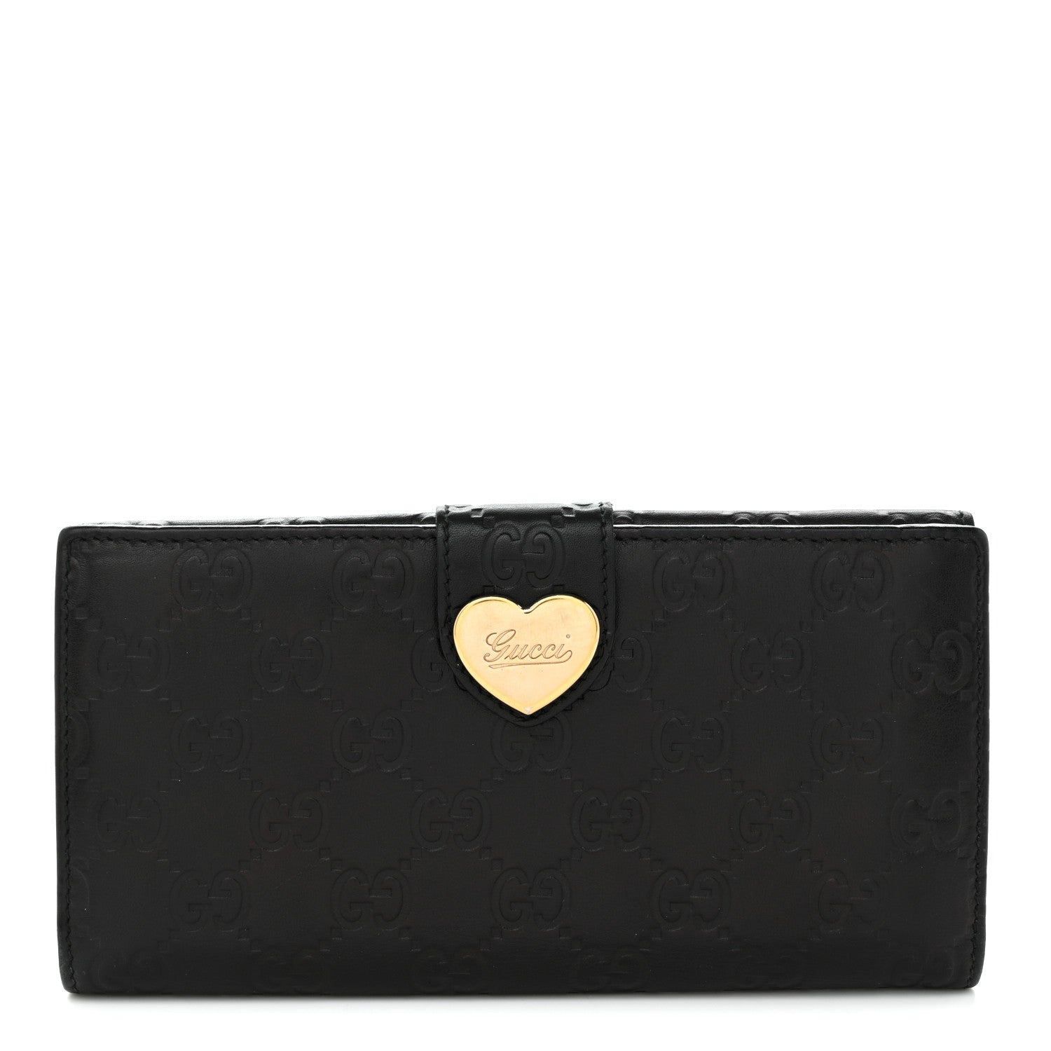 Guccissima Heart Continental Wallet Black