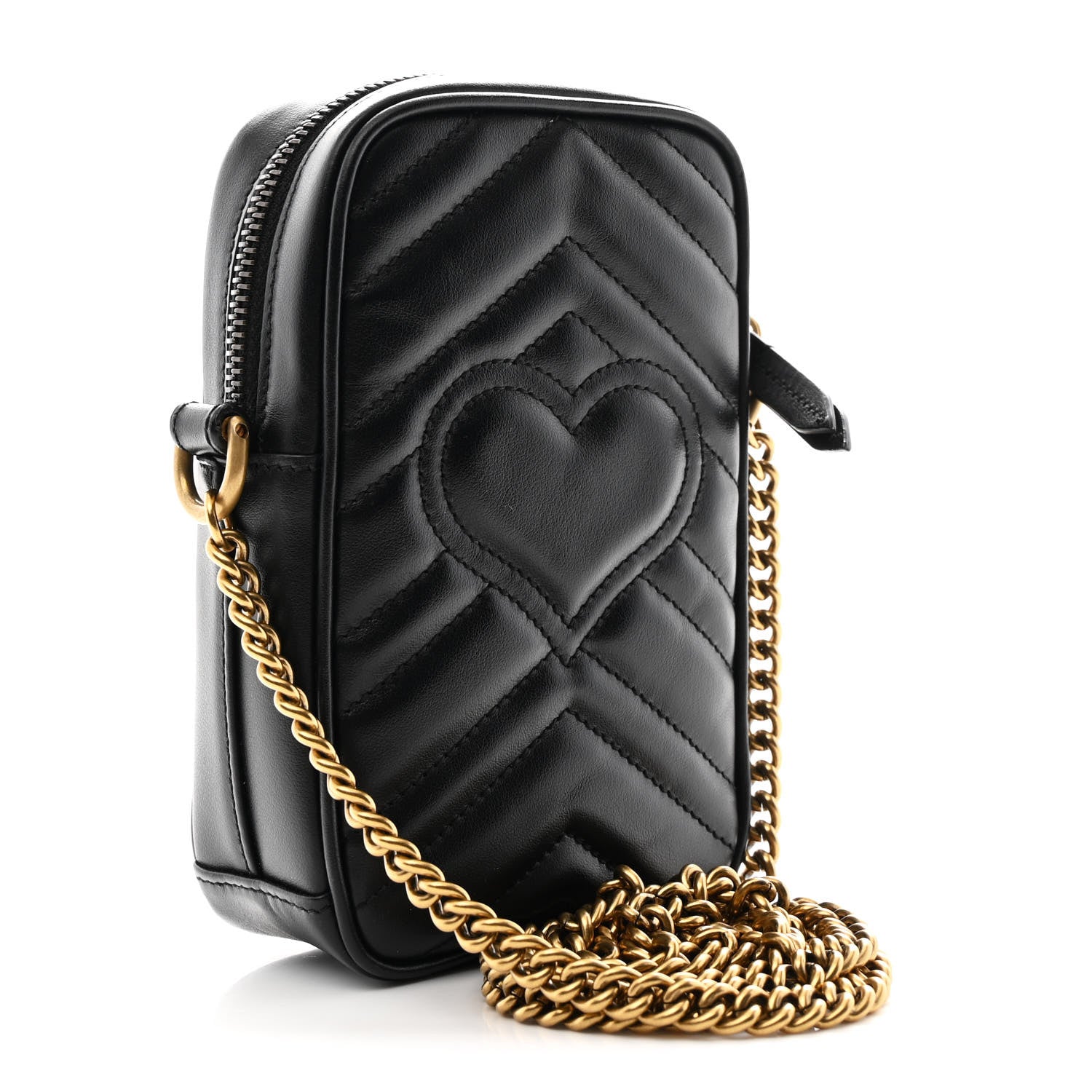 Calfskin Matelasse Mini GG Marmont Crossbody Bag Black