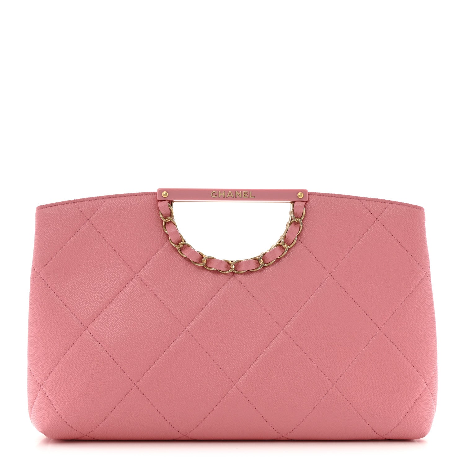 Caviar Quilted A Real Catch Clutch Pink