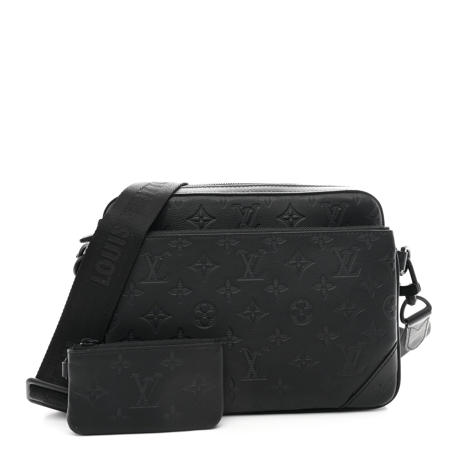 Calfskin Monogram Shadow Trio Messenger Black