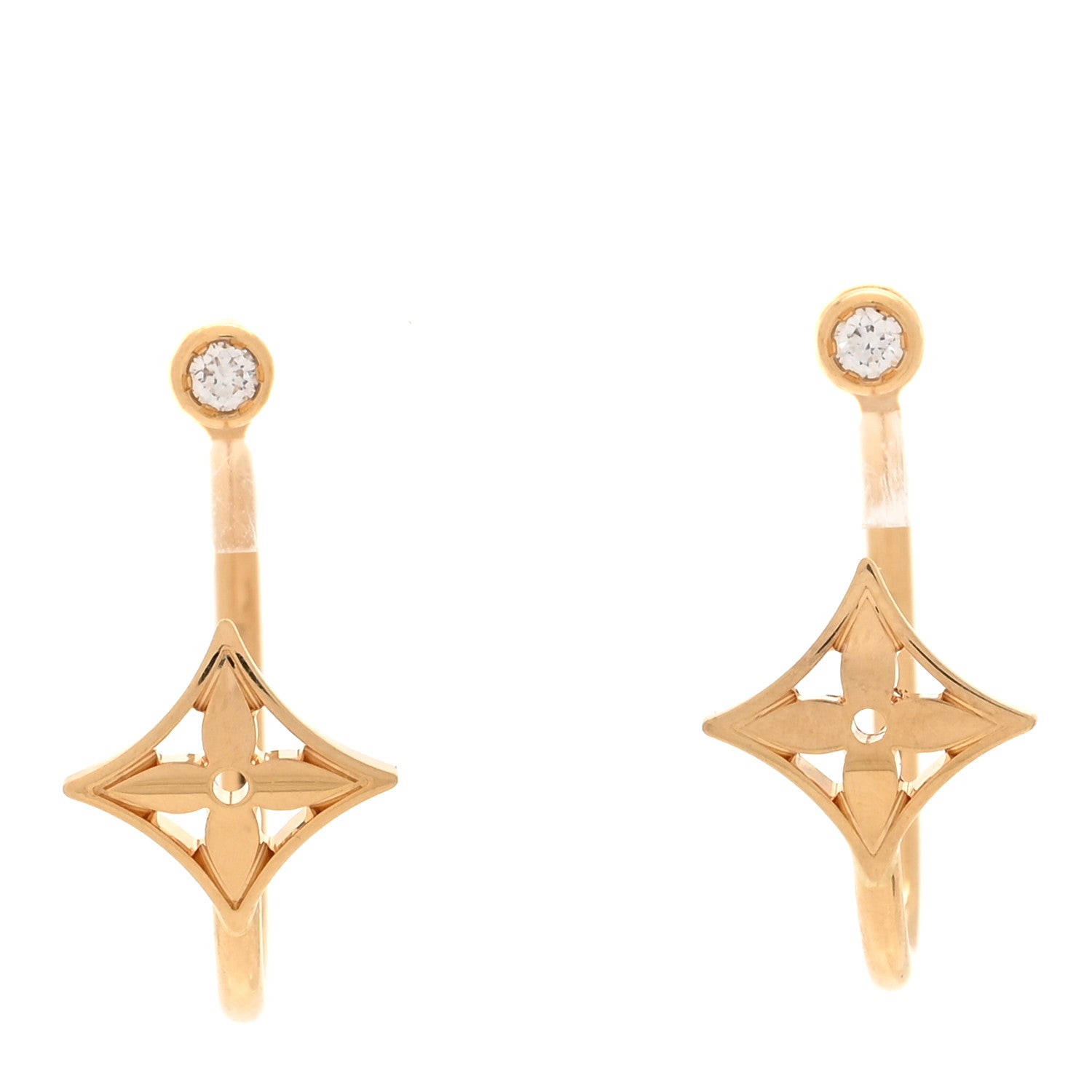 18K Yellow Gold Diamond Small Idylle Blossom Hoop Earrings