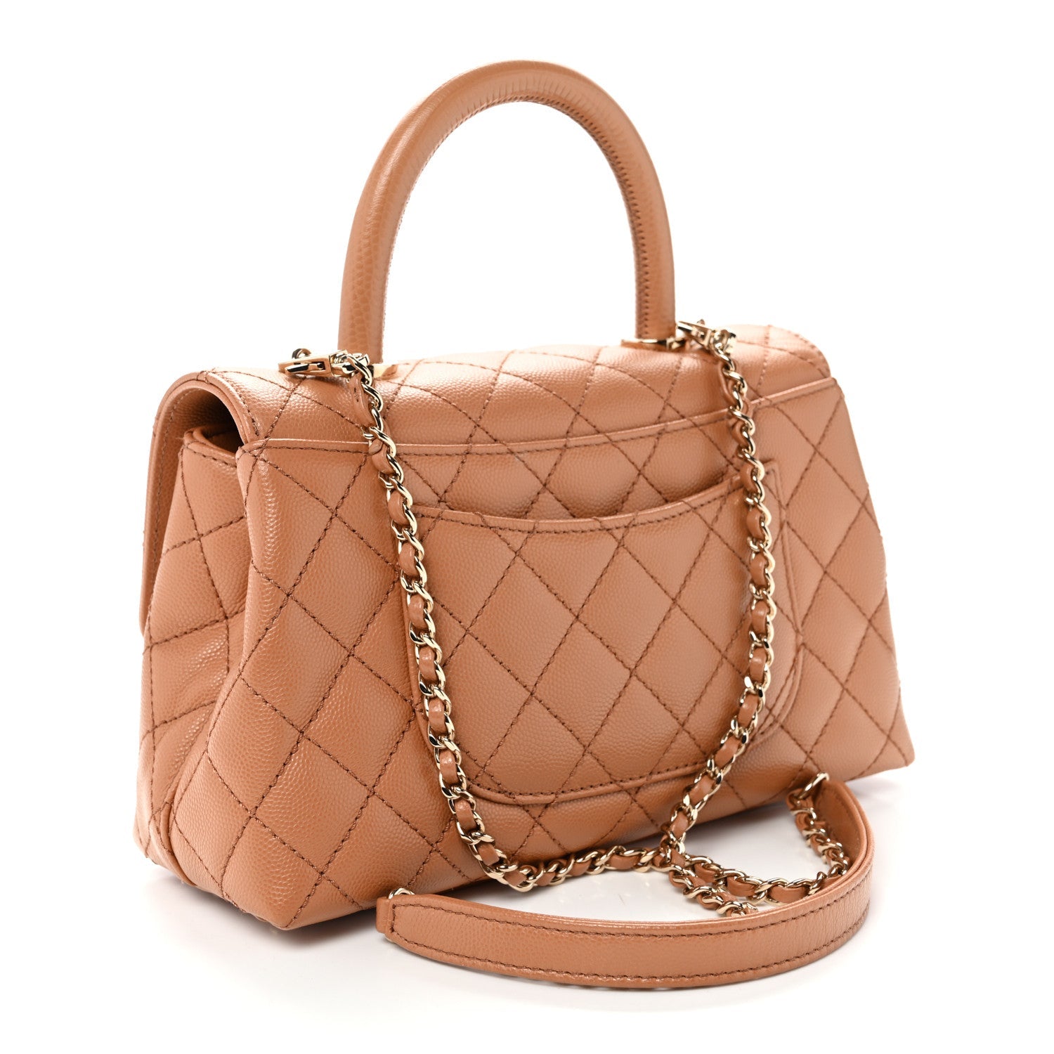 Caviar Quilted Mini Coco Handle Flap Brown