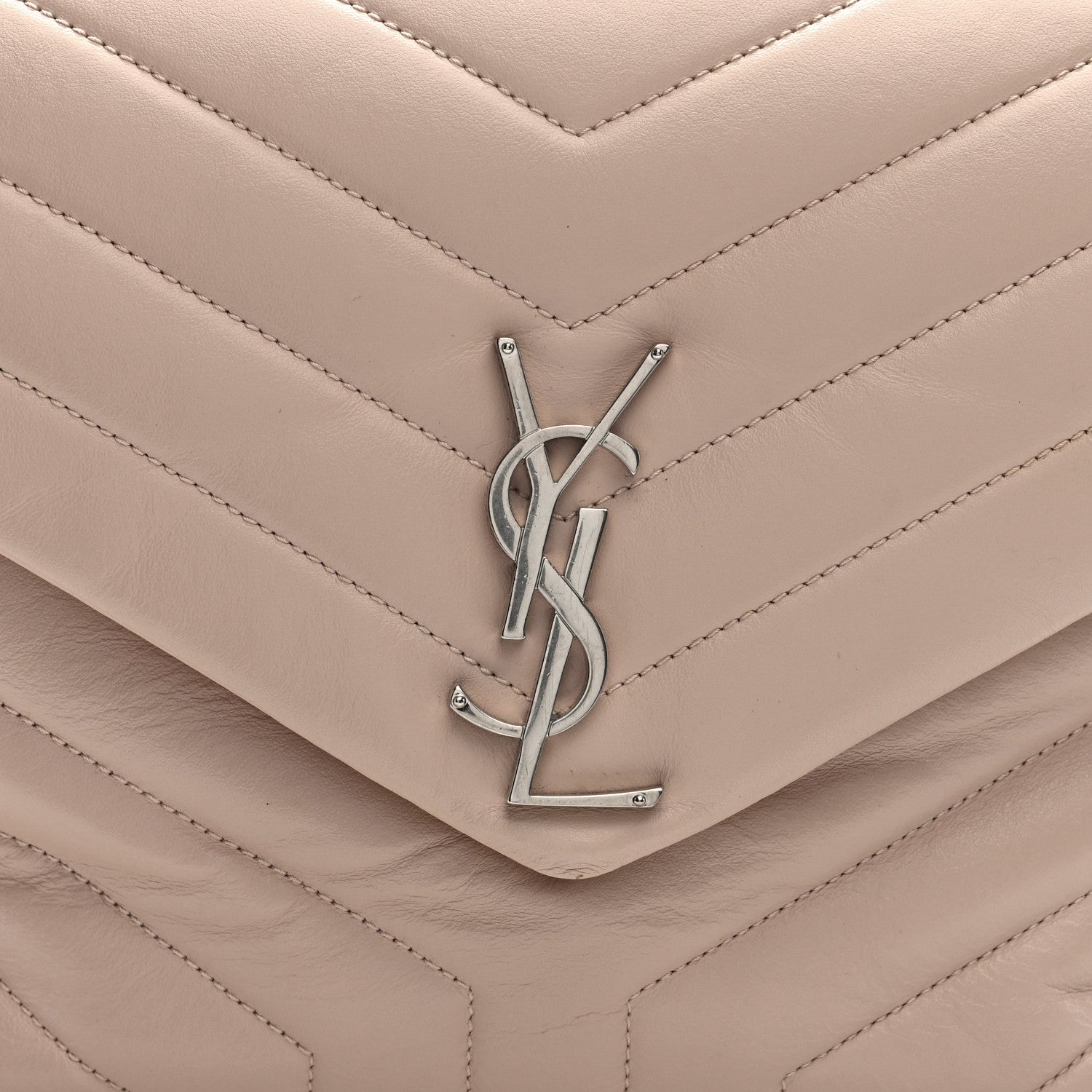 Calfskin Y Quilted Monogram Medium Loulou Chain Satchel Light Natural