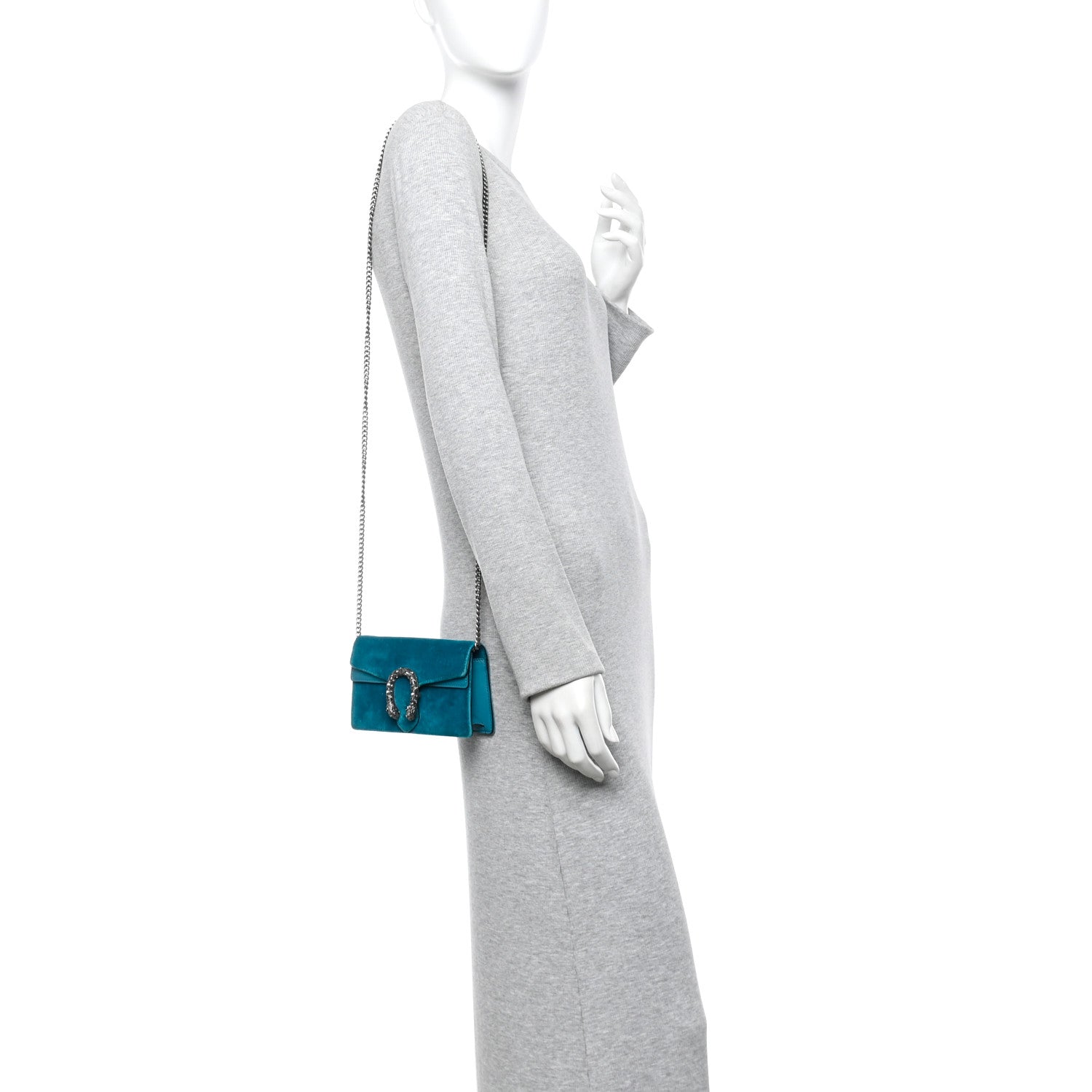 Velvet Super Mini Dionysus Shoulder Bag Pavone Cyan