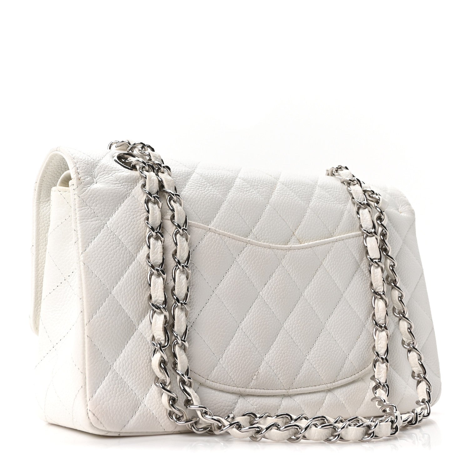 Caviar Quilted Medium Double Flap Ivory