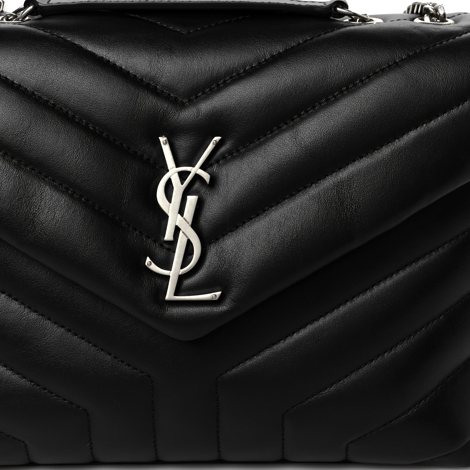 Calfskin Y Quilted Monogram Small Loulou Chain Satchel Black
